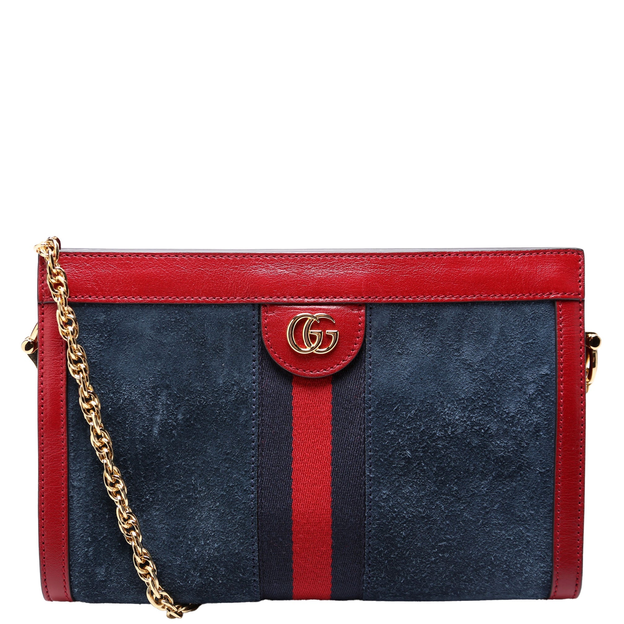 Gucci 503877 Ophidia Suede Shoulder Small Navy/Red