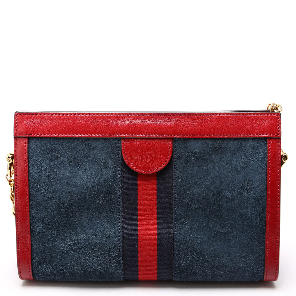 Gucci 503877 Ophidia Suede Shoulder Small Navy/Red