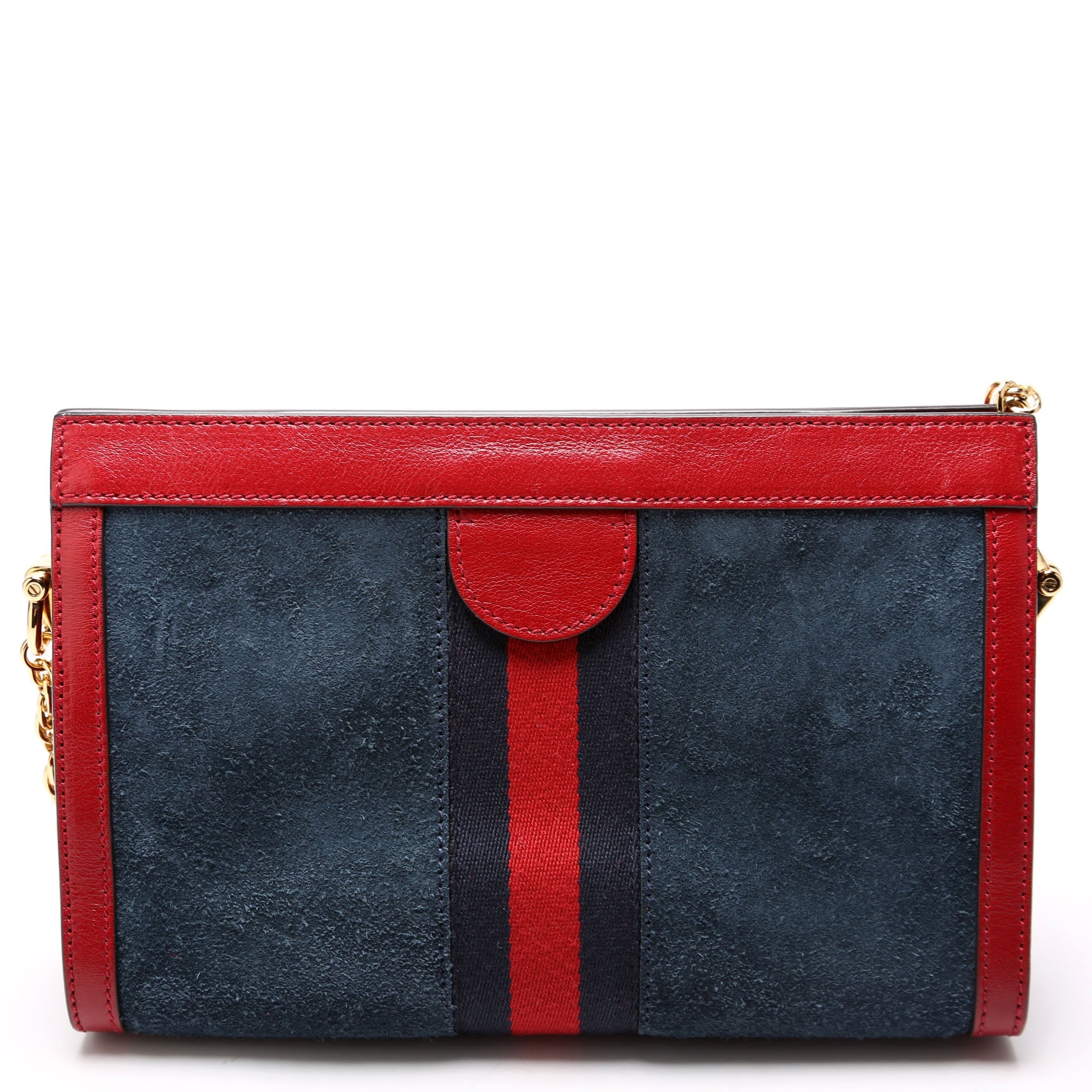 Gucci 503877 Ophidia Suede Shoulder Small Navy/Red