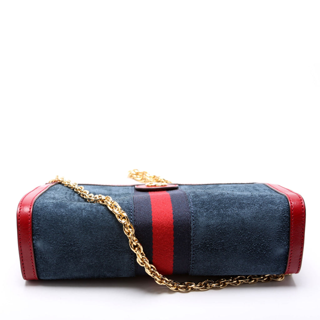 Gucci 503877 Ophidia Suede Shoulder Small Navy/Red
