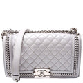 Boy Flap Medium Chain Around Quilted Lambskin 30M Grey