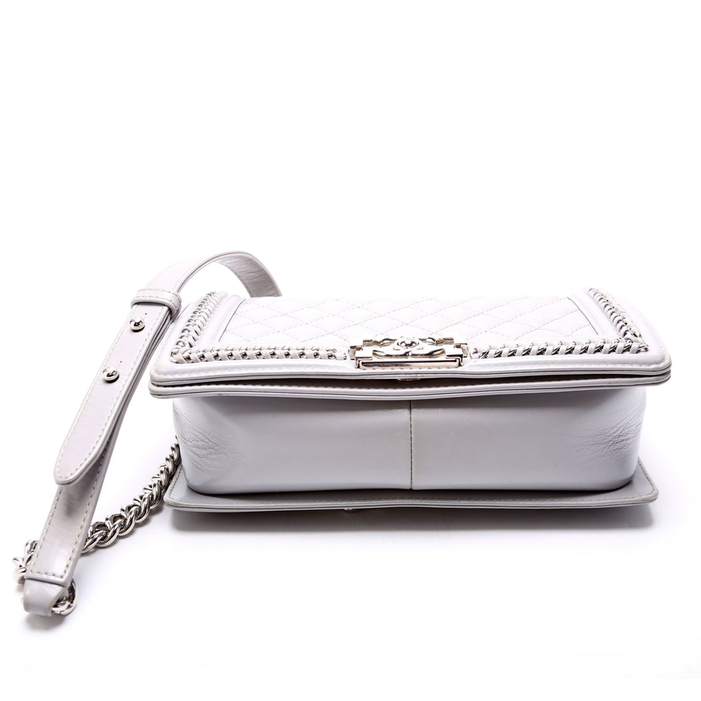 Boy Flap Medium Chain Around Quilted Lambskin 30M Grey