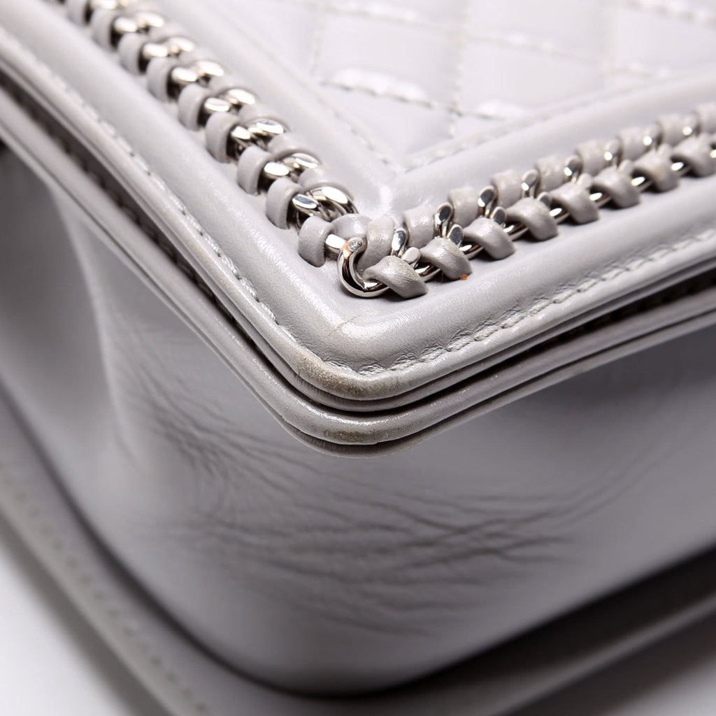 Boy Flap Medium Chain Around Quilted Lambskin 30M Grey