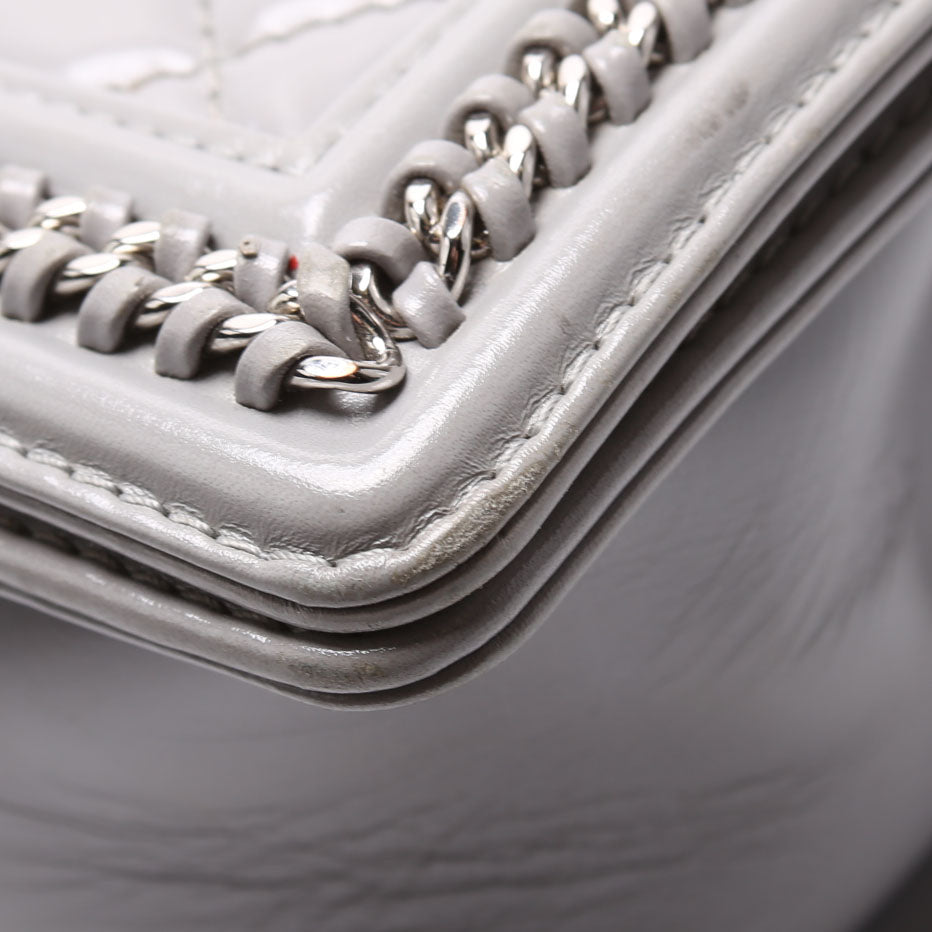 Boy Flap Medium Chain Around Quilted Lambskin 30M Grey