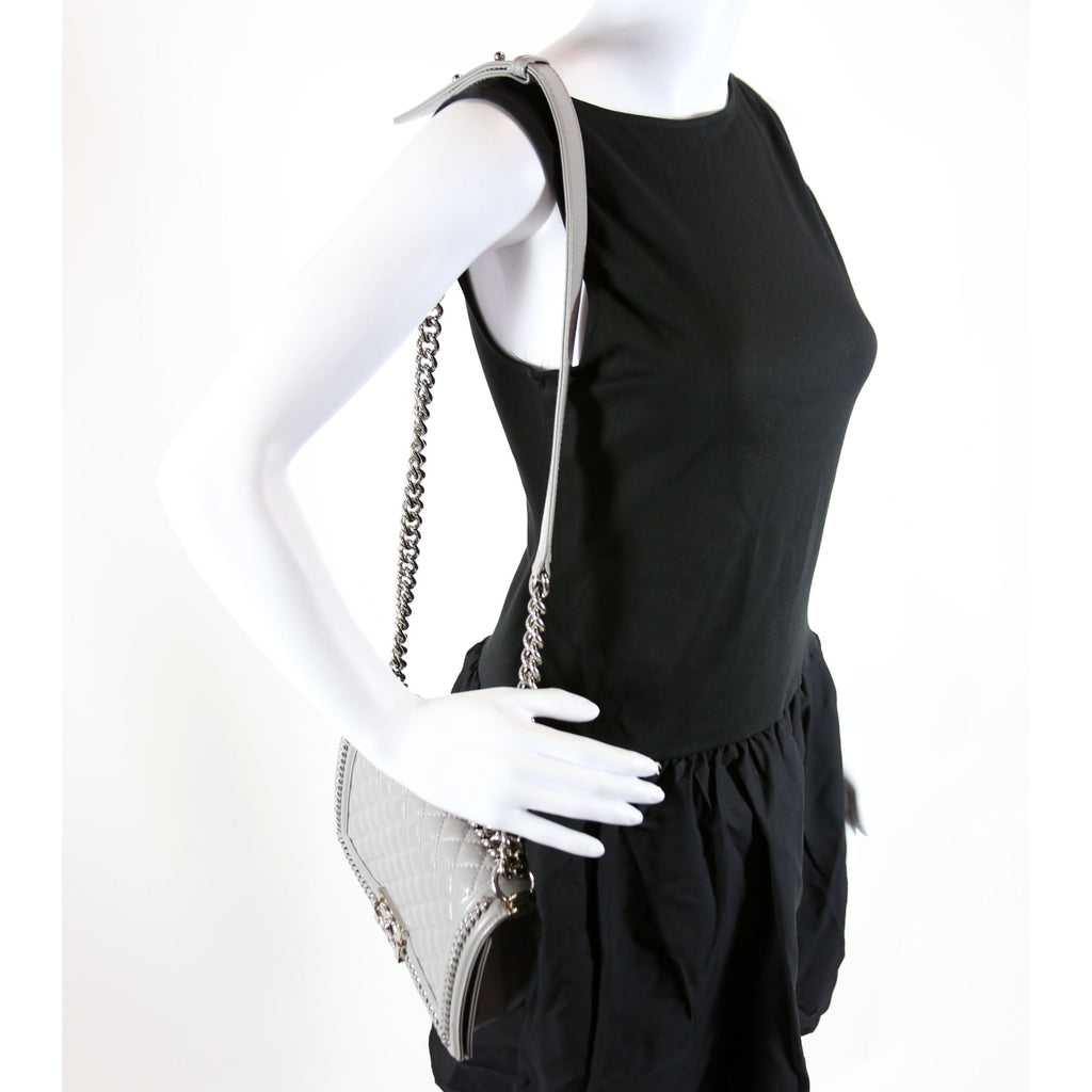 Boy Flap Medium Chain Around Quilted Lambskin 30M Grey
