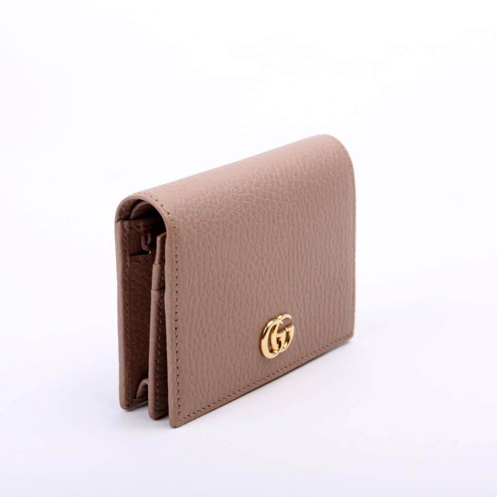 456126 GG Marmont Card Case Beige
