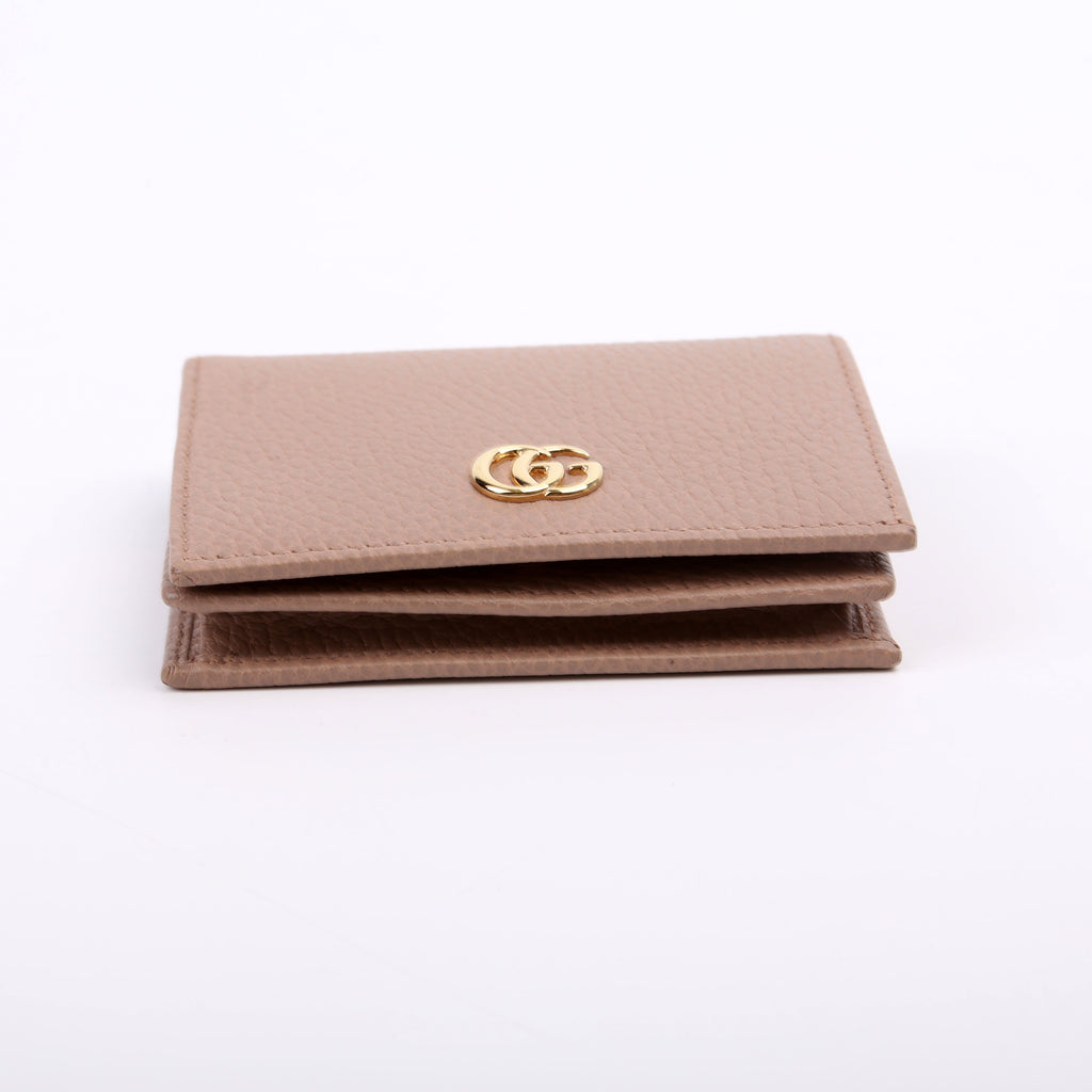 456126 GG Marmont Card Case Beige