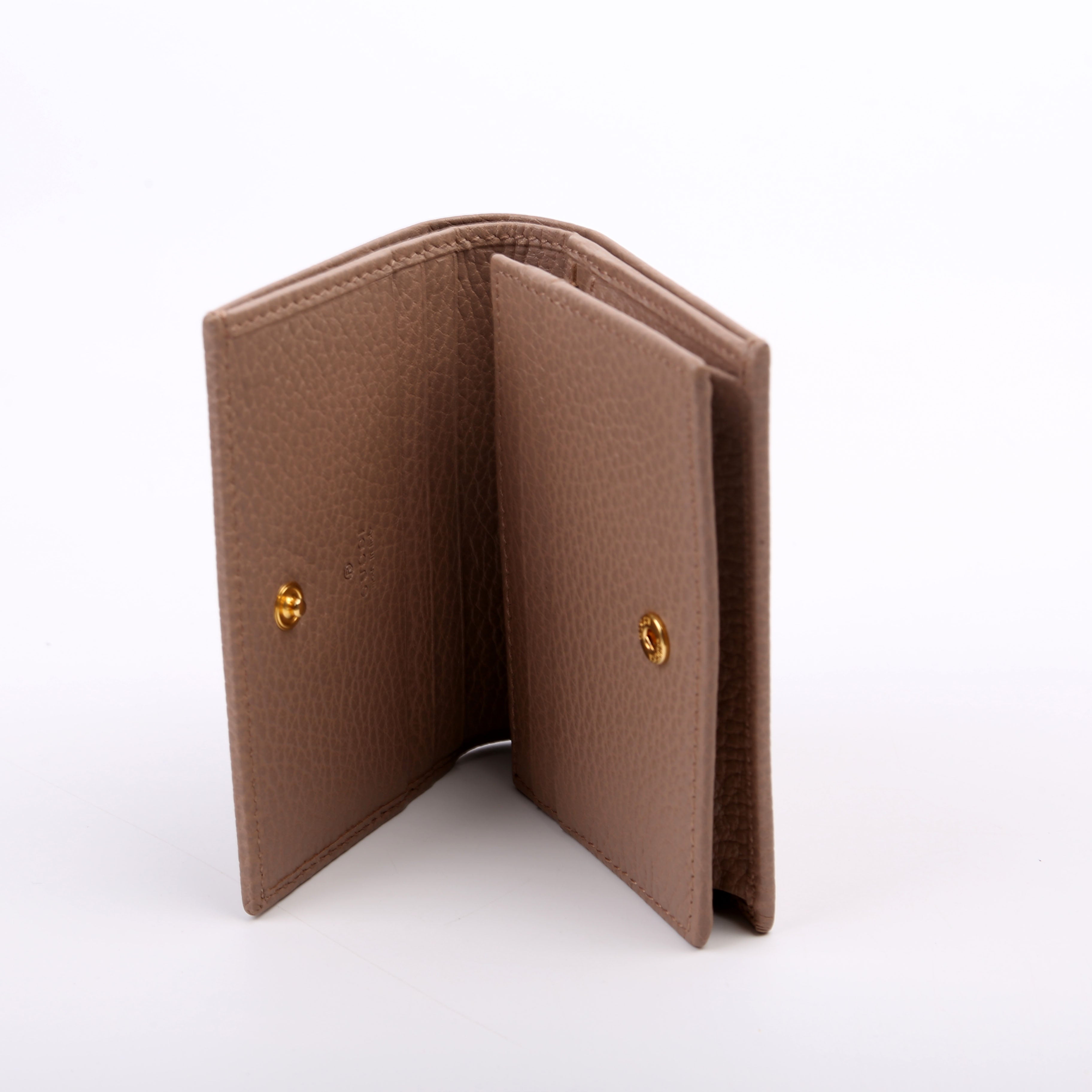 456126 GG Marmont Card Case Beige