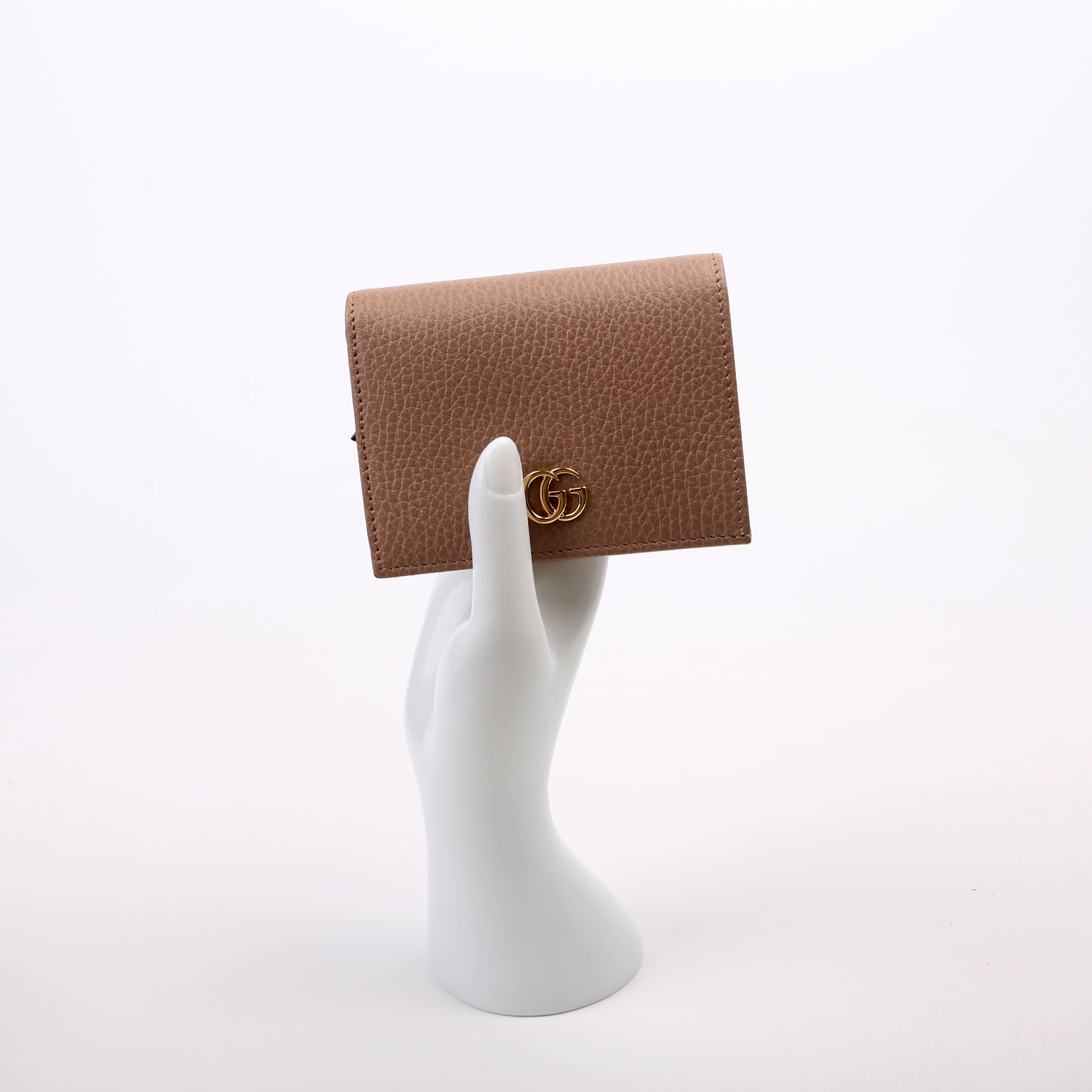 456126 GG Marmont Card Case Beige