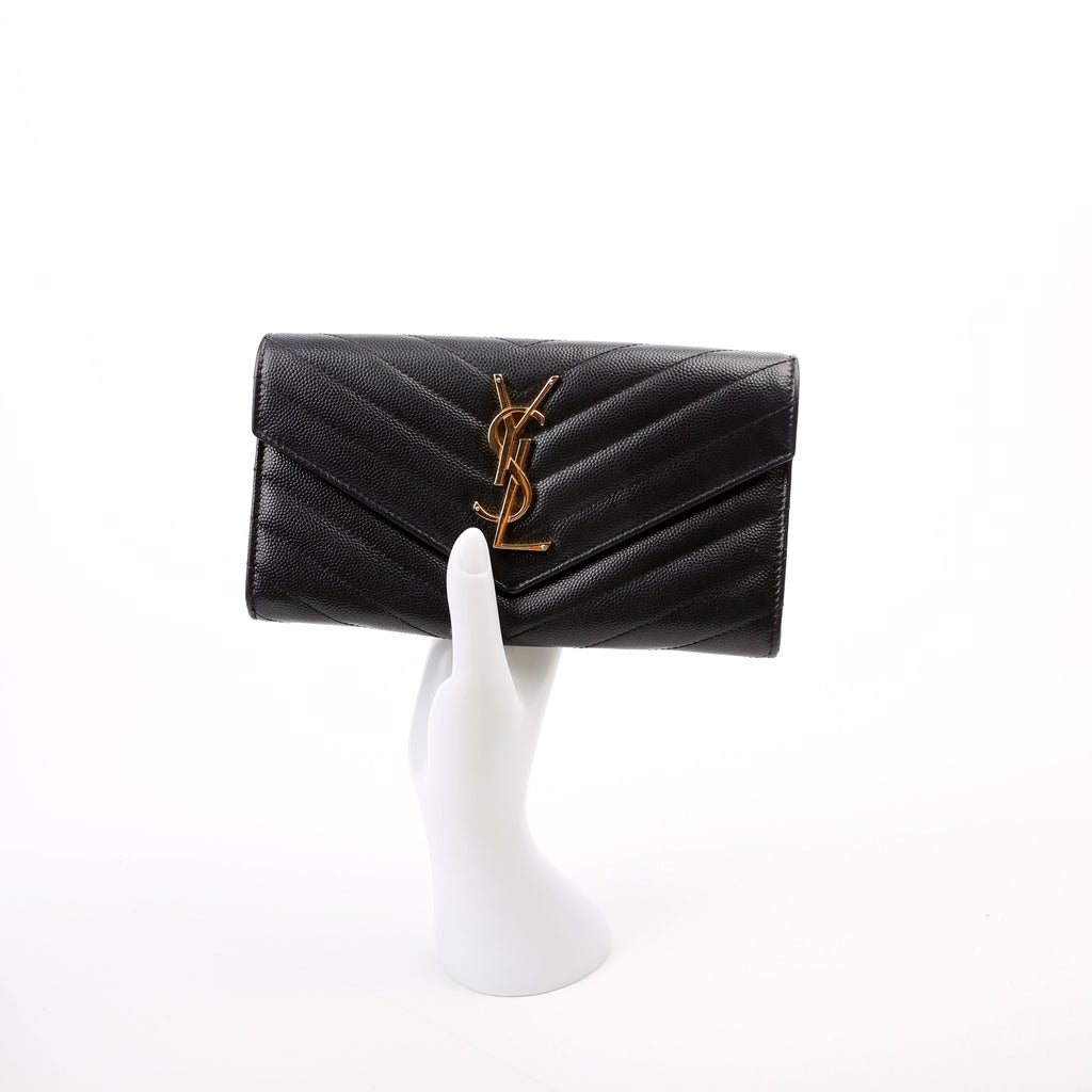 Flap Wallet Large Grain De Poudre 372264 Black