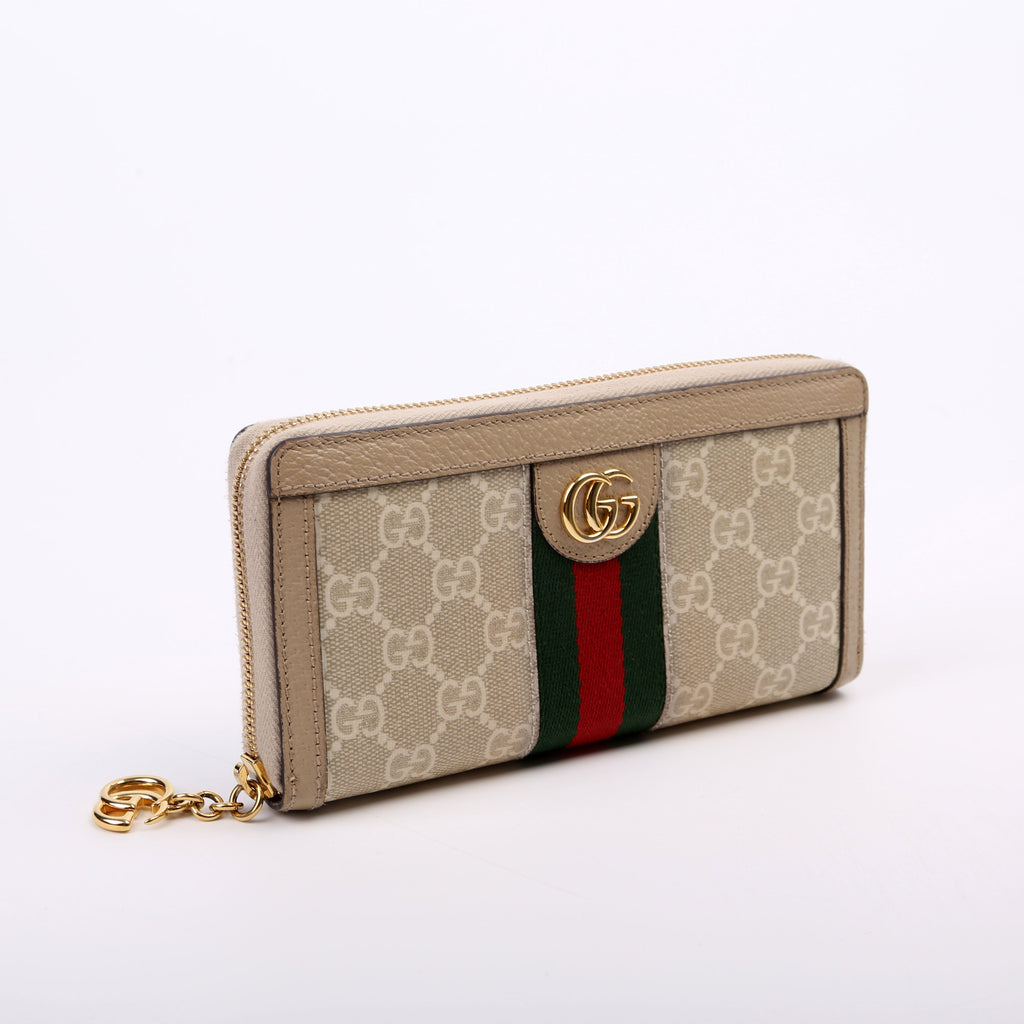523154 GG Supreme Ophidia Zip Wallet Tan
