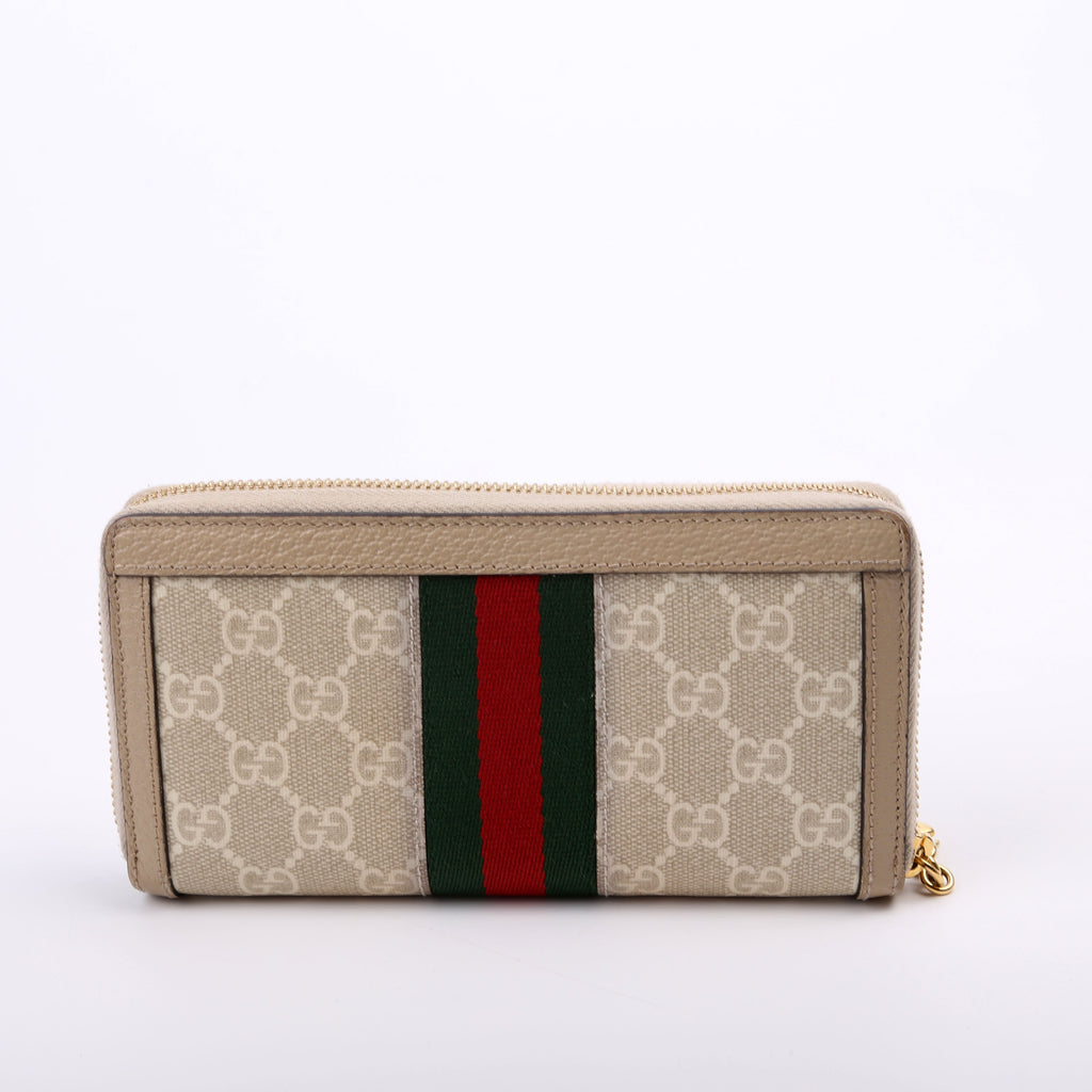 523154 GG Supreme Ophidia Zip Wallet Tan