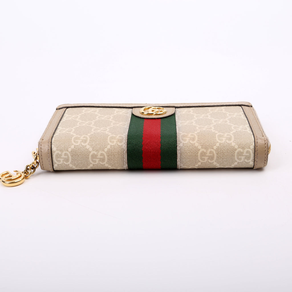523154 GG Supreme Ophidia Zip Wallet Tan