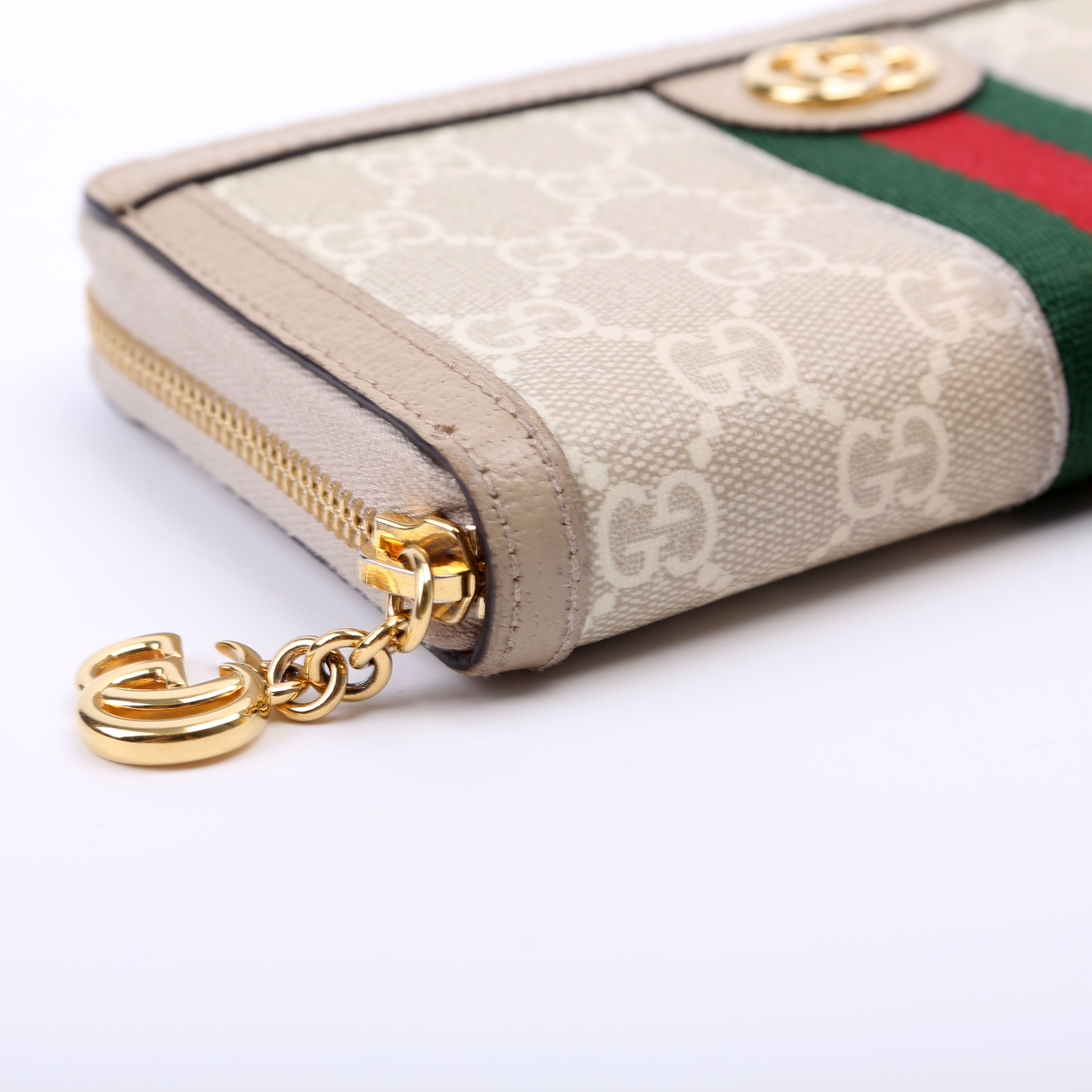 523154 GG Supreme Ophidia Zip Wallet Tan