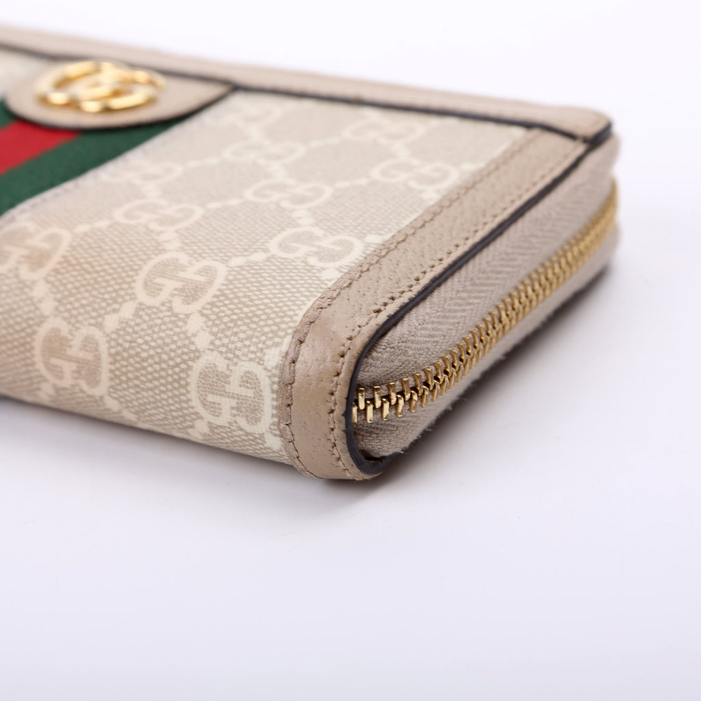 523154 GG Supreme Ophidia Zip Wallet Tan