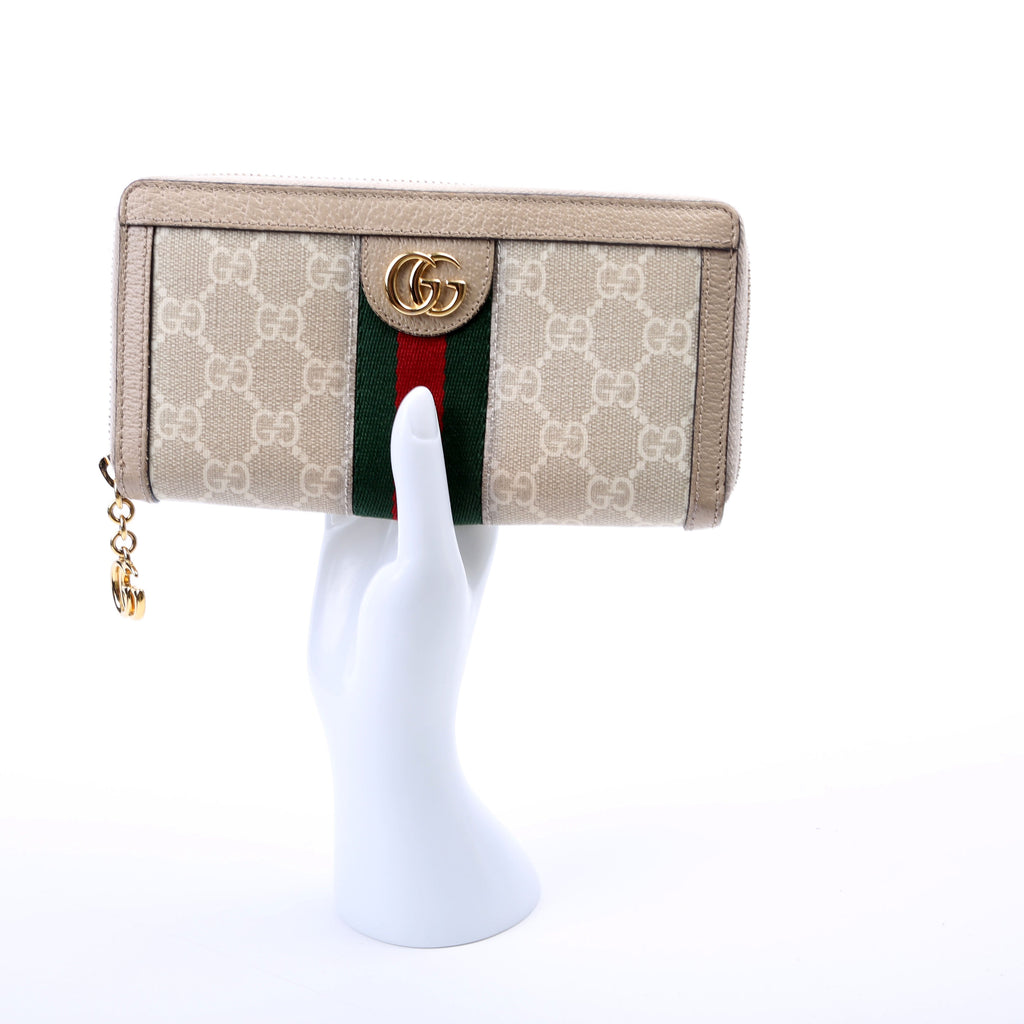 523154 GG Supreme Ophidia Zip Wallet Tan