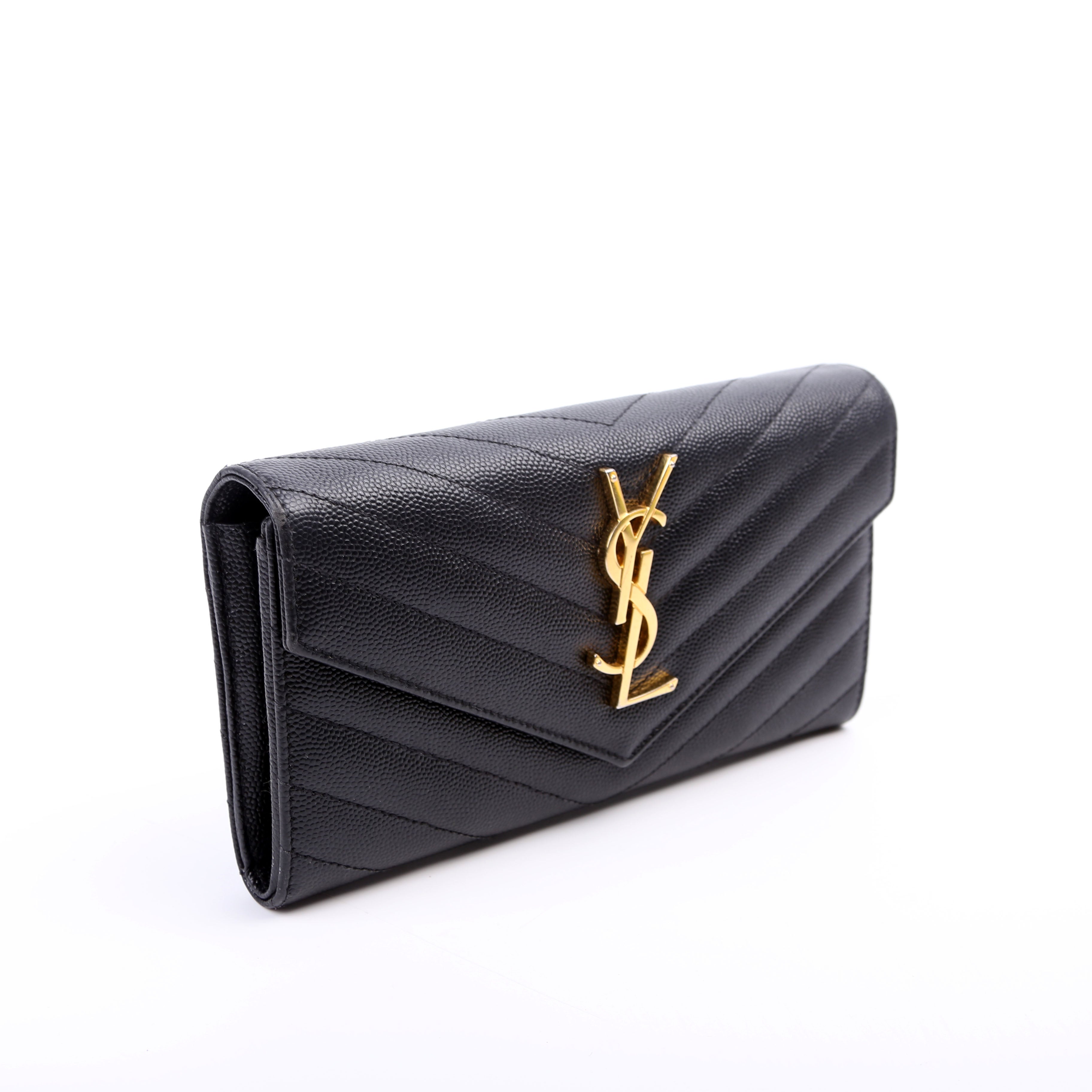 Flap Wallet Large Grain De Poudre 372264 Black