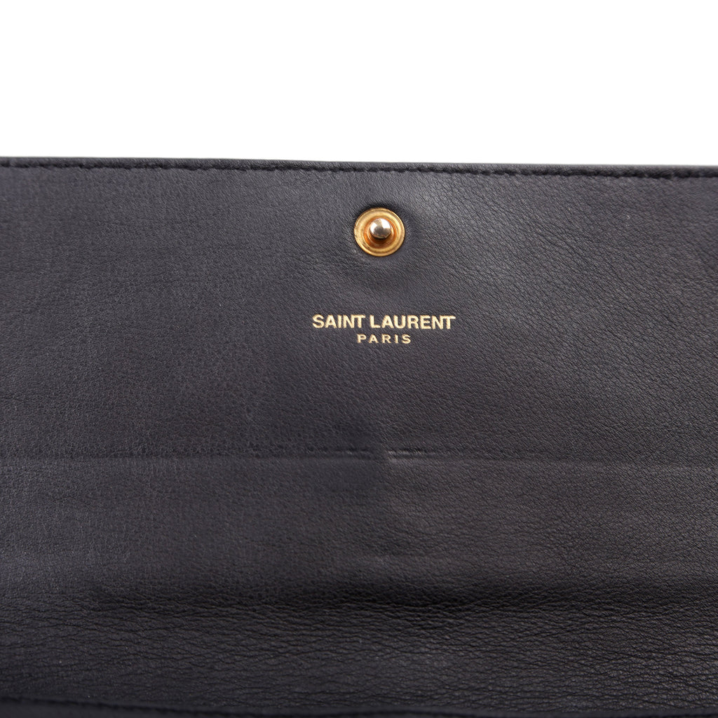 SAINT LAURENT 414567 Continental Flap Wallet Black