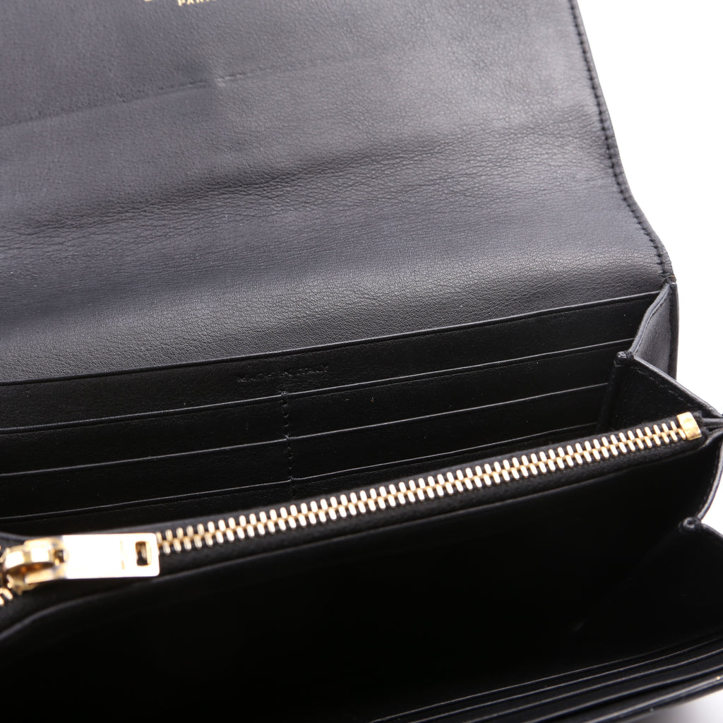 SAINT LAURENT 414567 Continental Flap Wallet Black