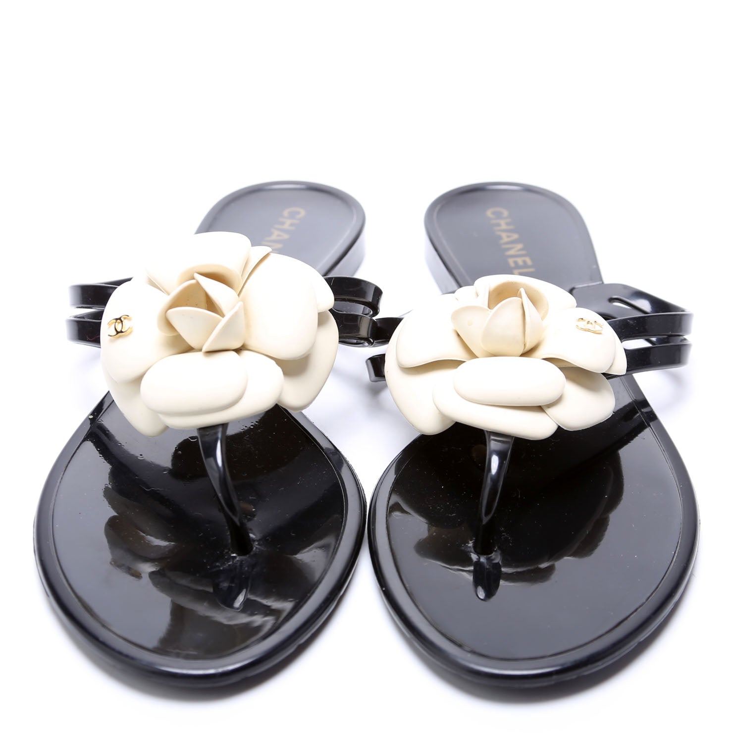 Camellia Jelly Sandals Size 38 Black and White