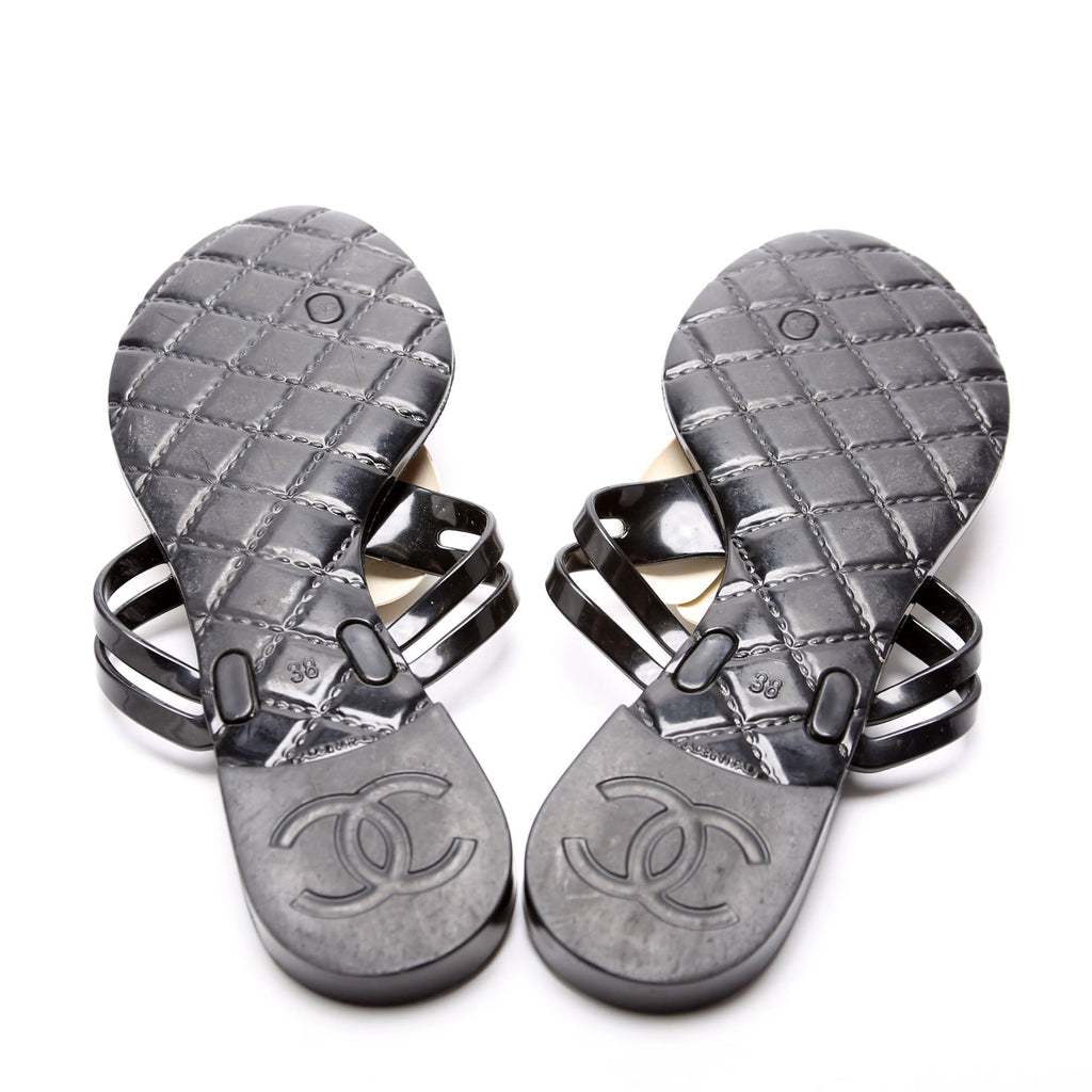 Camellia Jelly Sandals Size 38 Black and White