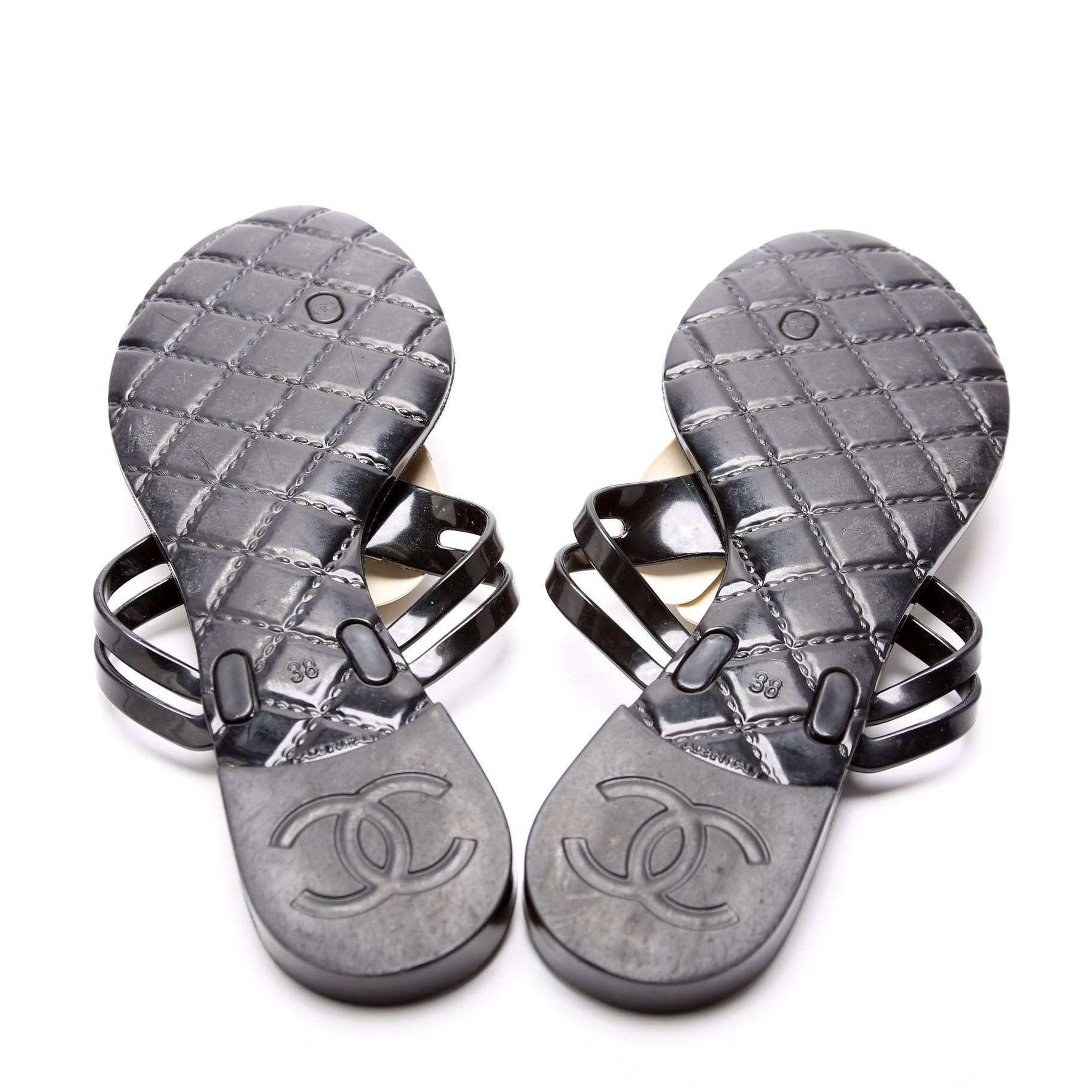 Camellia Jelly Sandals Size 38 Black and White