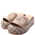 GG Maxi Canvas Platform Slides Size 36.5 Brown