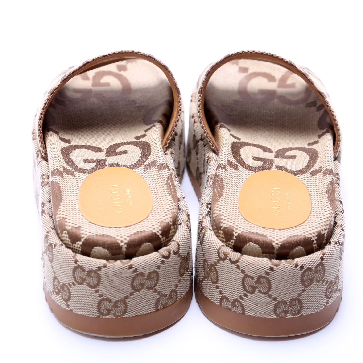 GG Maxi Canvas Platform Slides Size 36.5 Brown