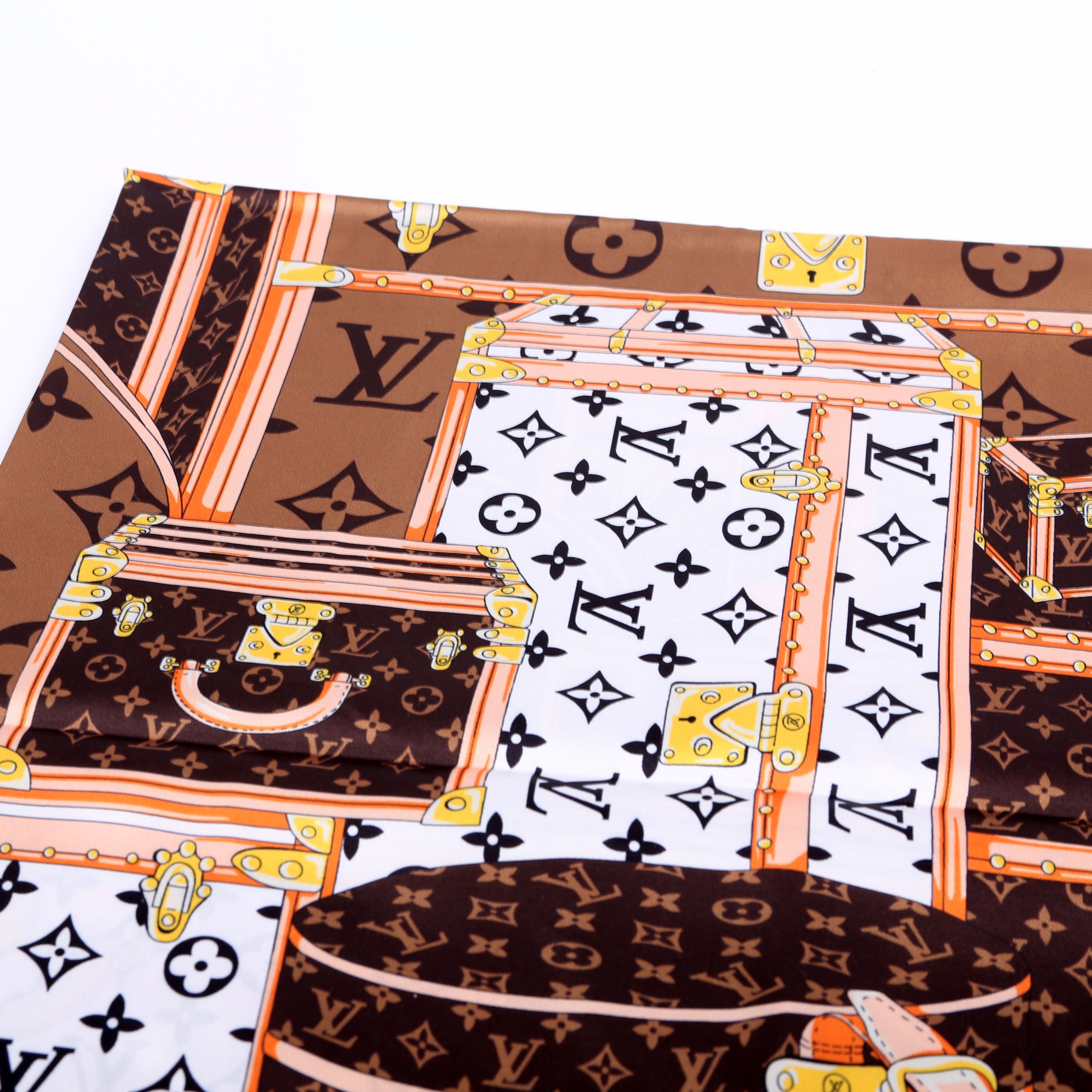Let's Go Square 90 Silk Scarf Brown