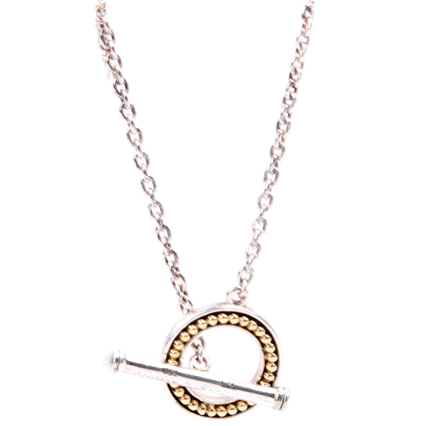 Caviar Two-Tone Toggle Chain 925/750 Necklace Silver