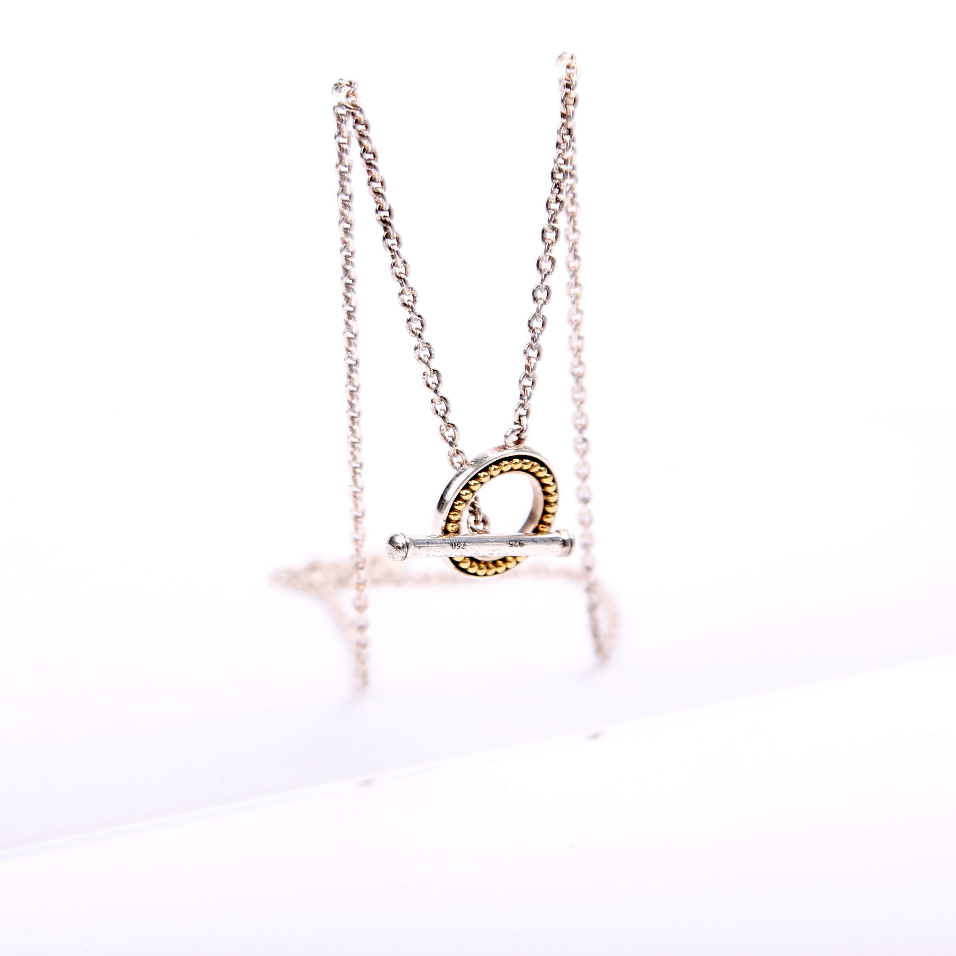 Caviar Two-Tone Toggle Chain 925/750 Necklace Silver