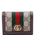 523155 Ophidia GG Card Case Wallet Brown