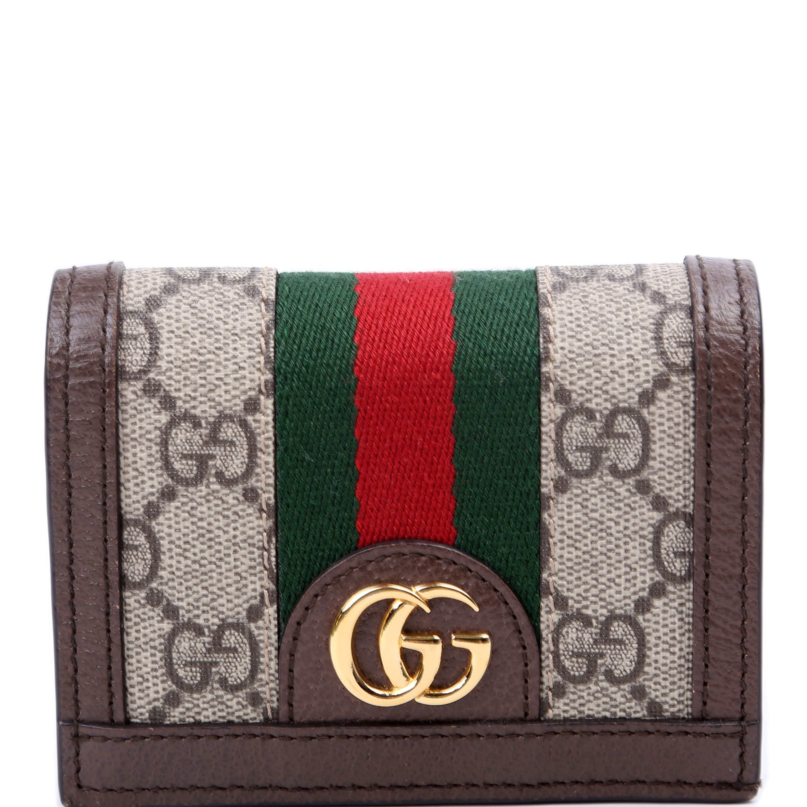 523155 Ophidia GG Card Case Wallet Brown