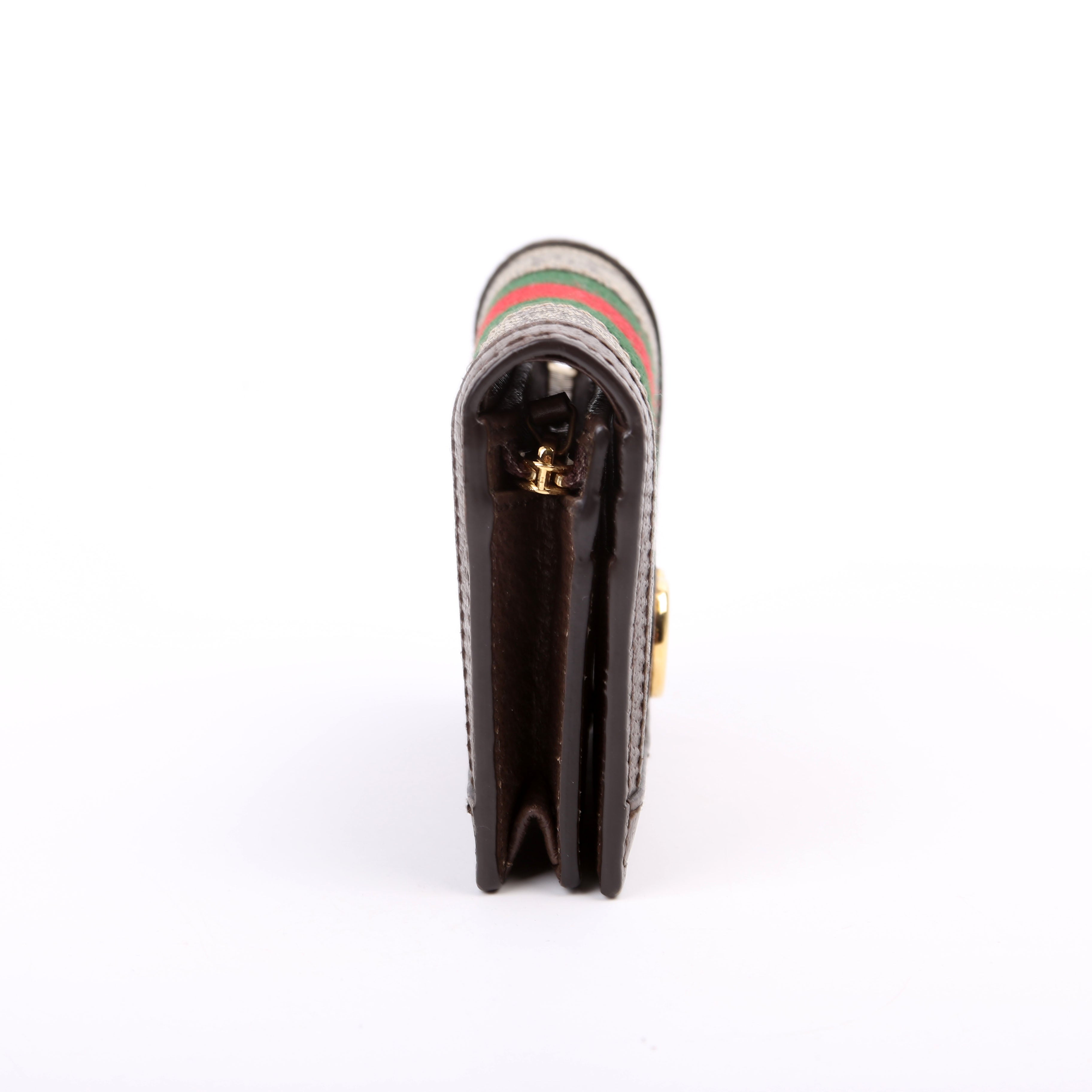 523155 Ophidia GG Card Case Wallet Brown