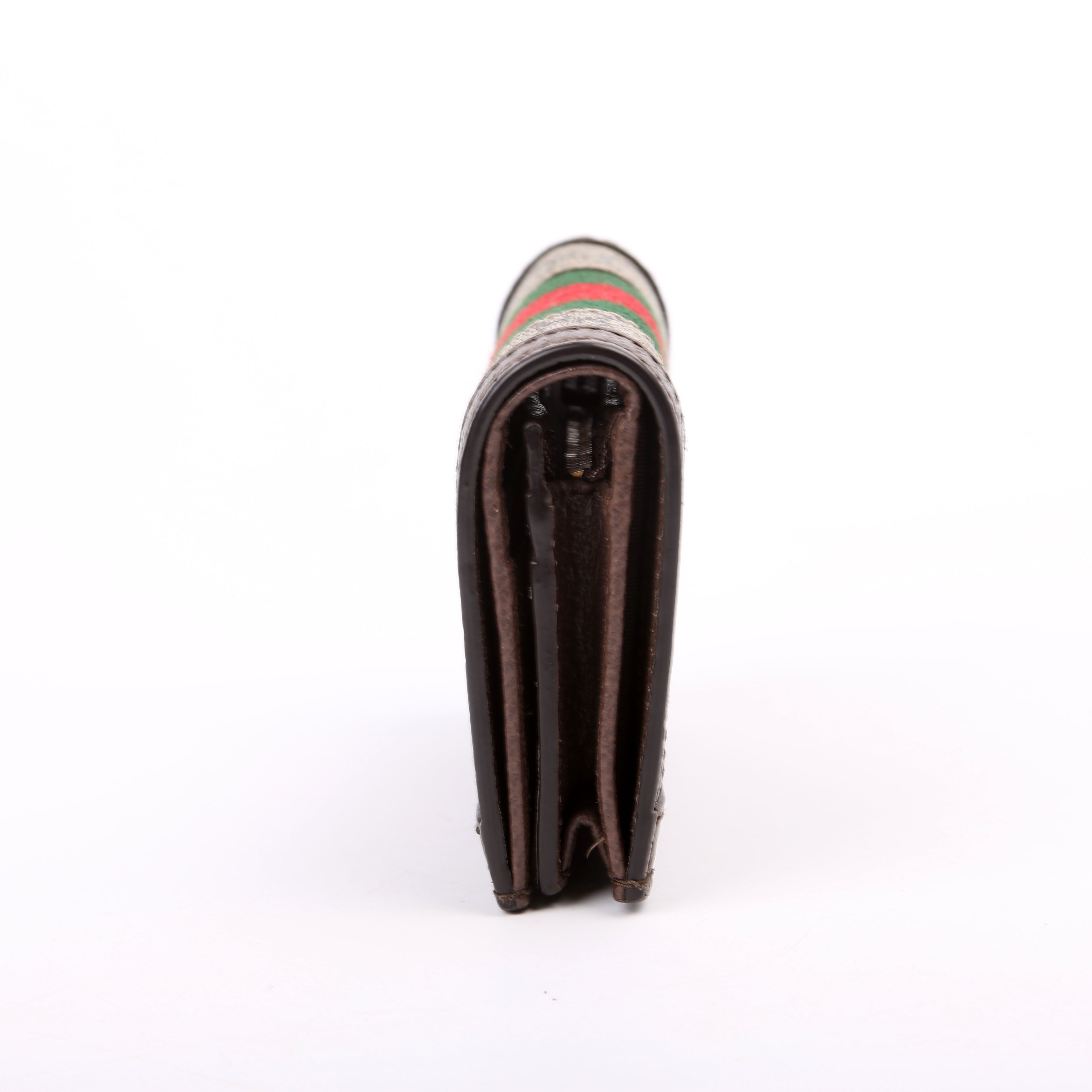 523155 Ophidia GG Card Case Wallet Brown