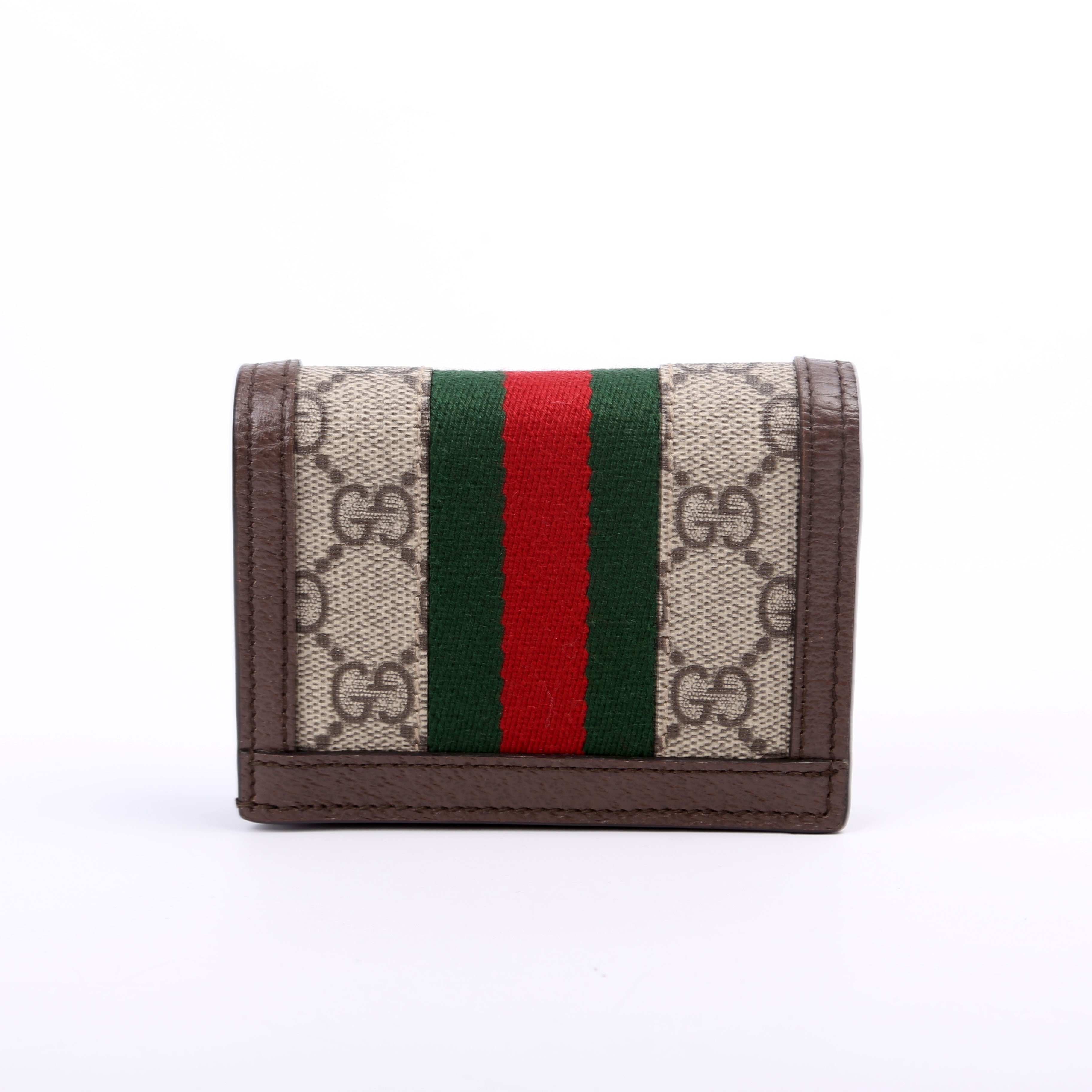 523155 Ophidia GG Card Case Wallet Brown