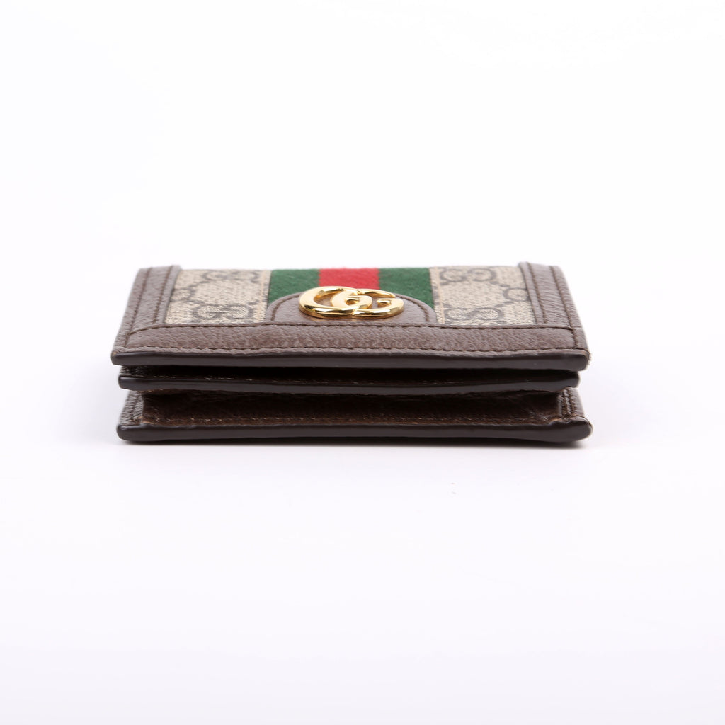 523155 Ophidia GG Card Case Wallet Brown