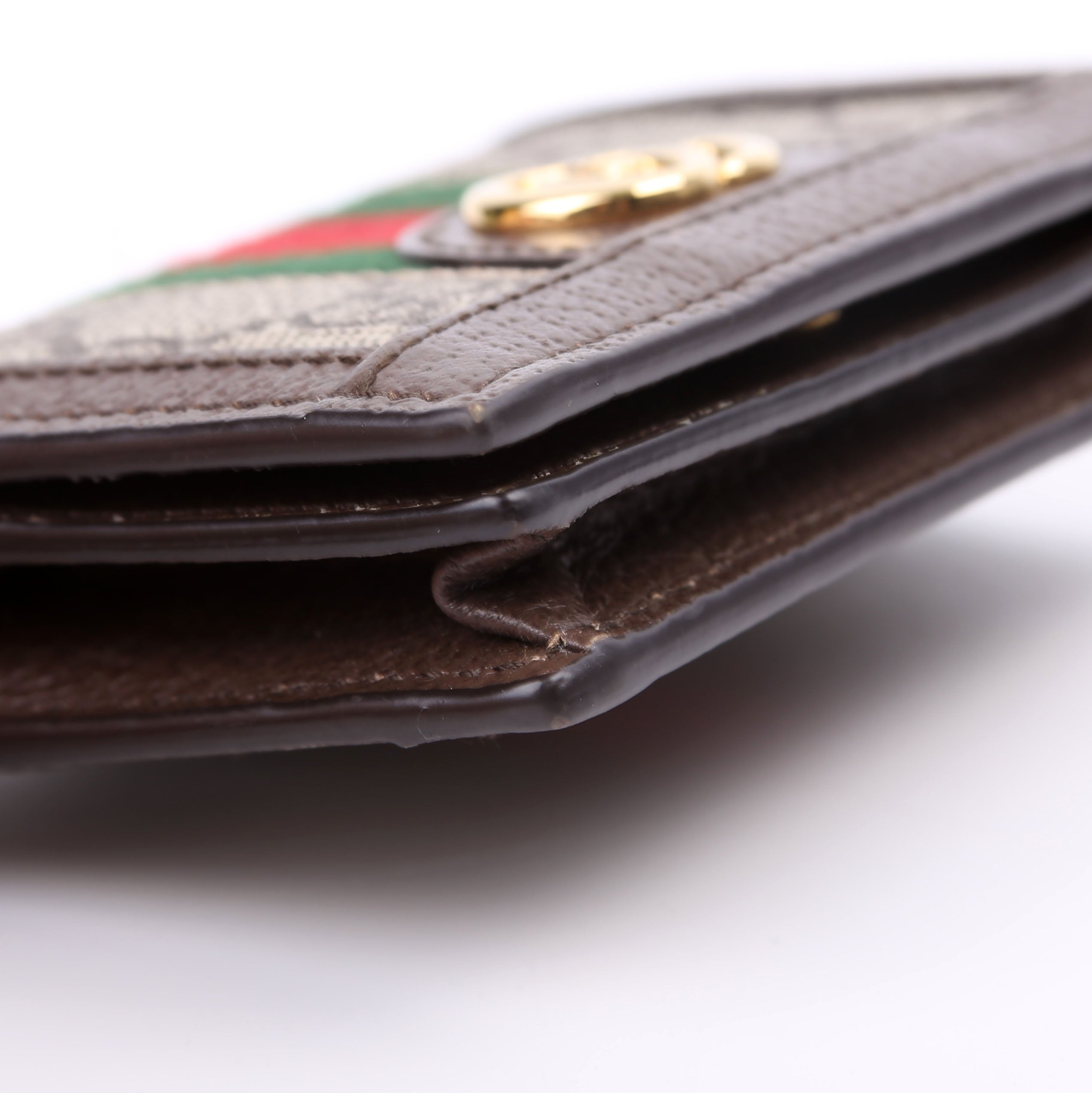 523155 Ophidia GG Card Case Wallet Brown