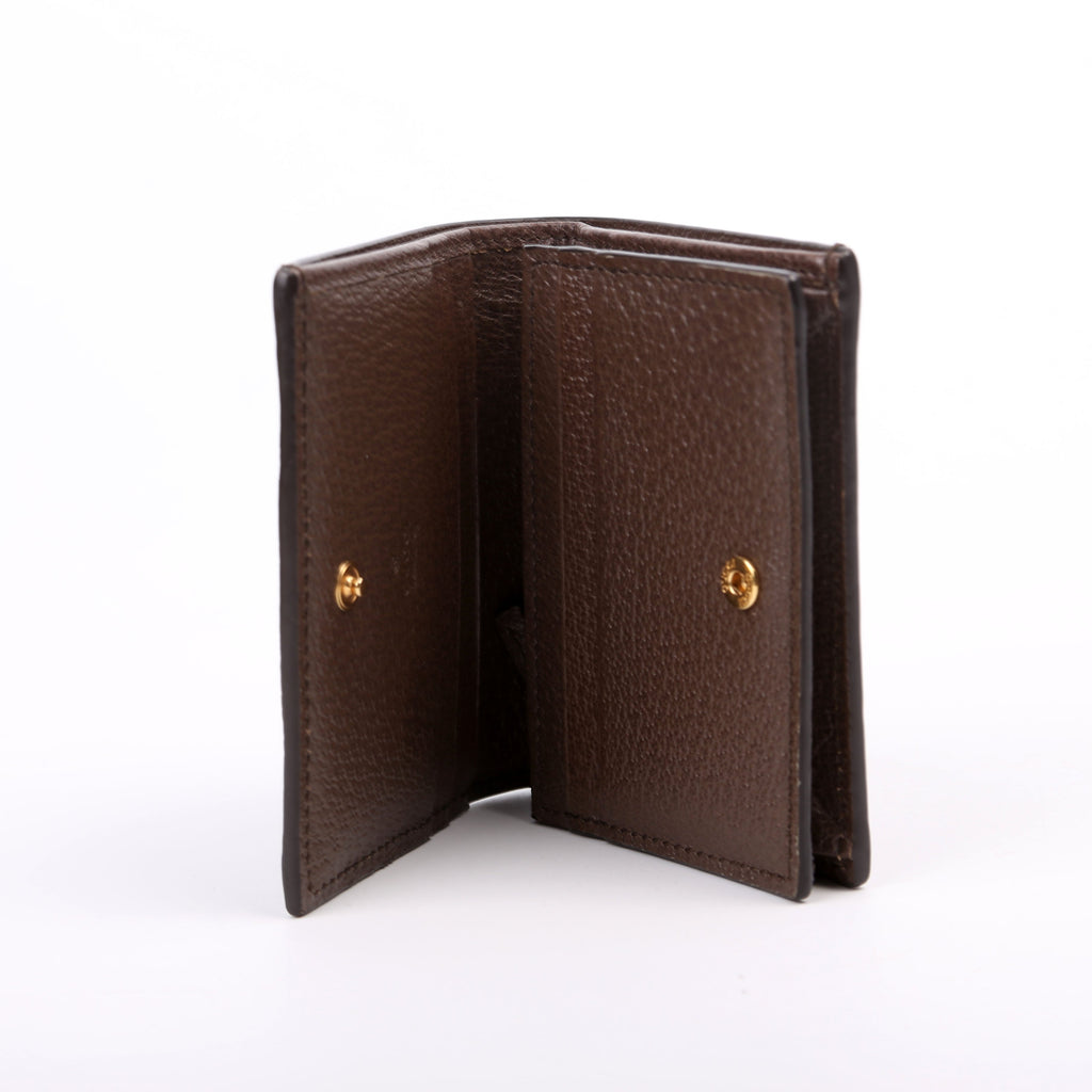 523155 Ophidia GG Card Case Wallet Brown