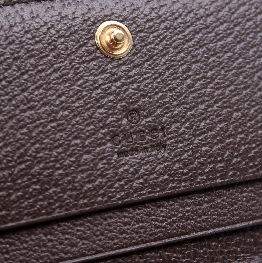 523155 Ophidia GG Card Case Wallet Brown