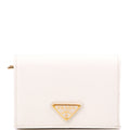 Saffiano Triangle Logo Card Case White