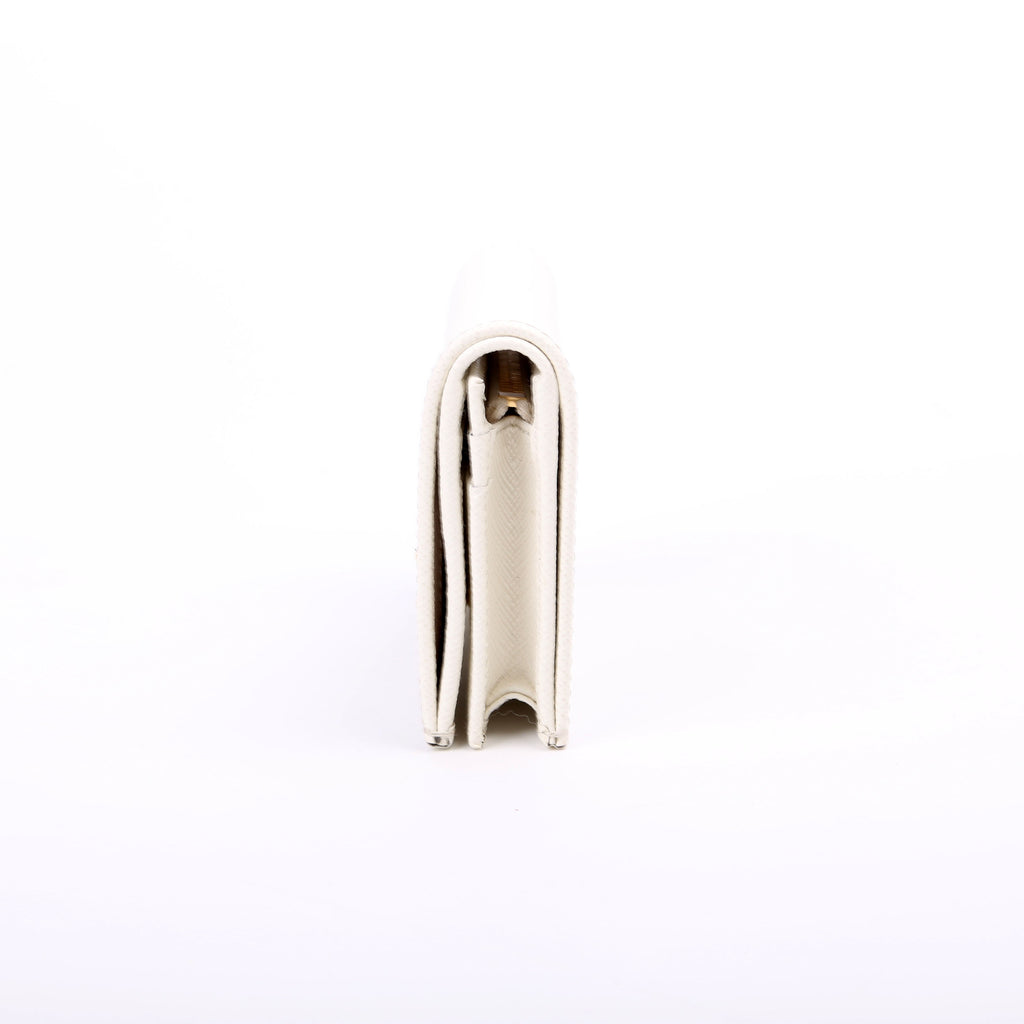Saffiano Triangle Logo Card Case White