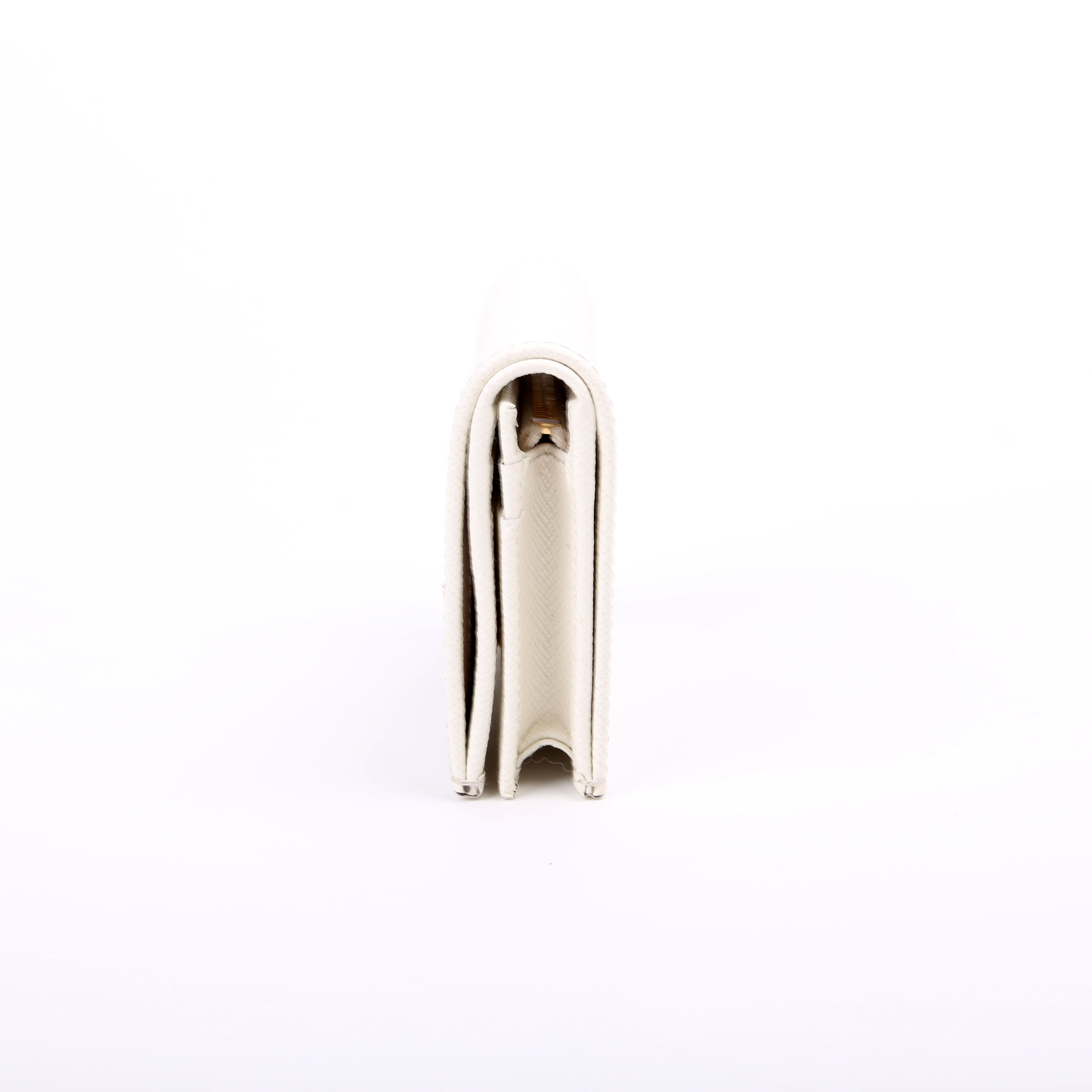 Saffiano Triangle Logo Card Case White
