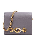 570660 Zumi Leather Card Case With Chain Grey
