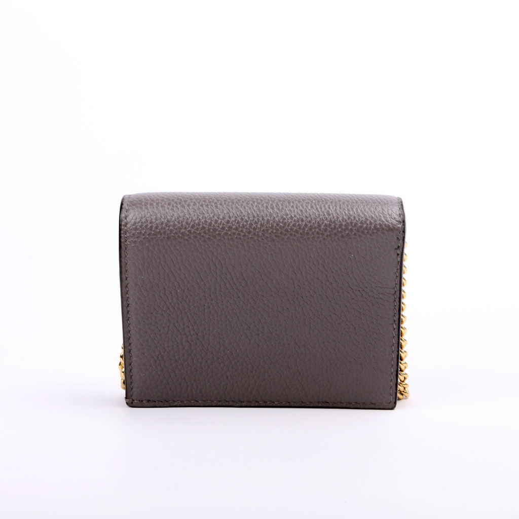 570660 Zumi Leather Card Case With Chain Grey