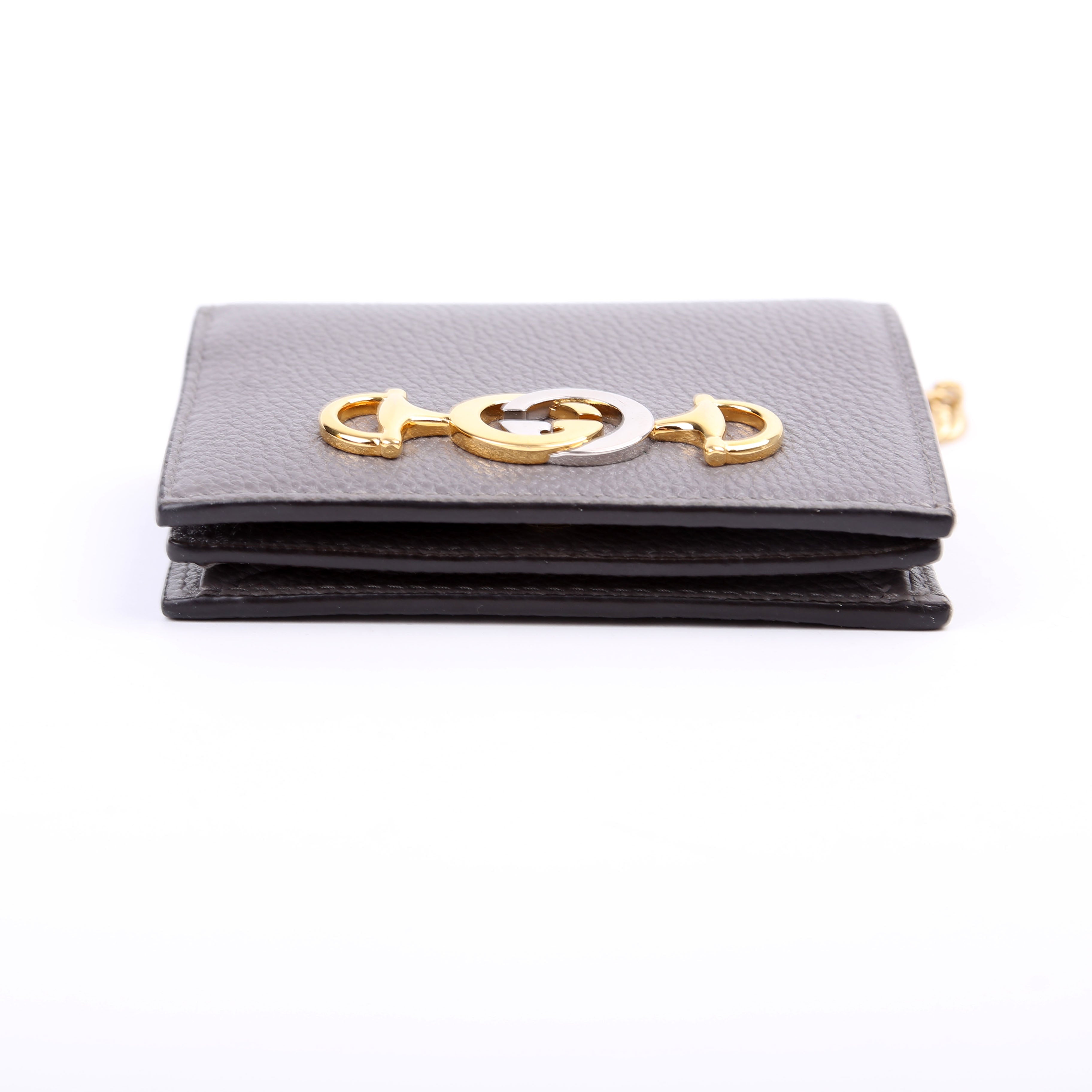 570660 Zumi Leather Card Case With Chain Grey