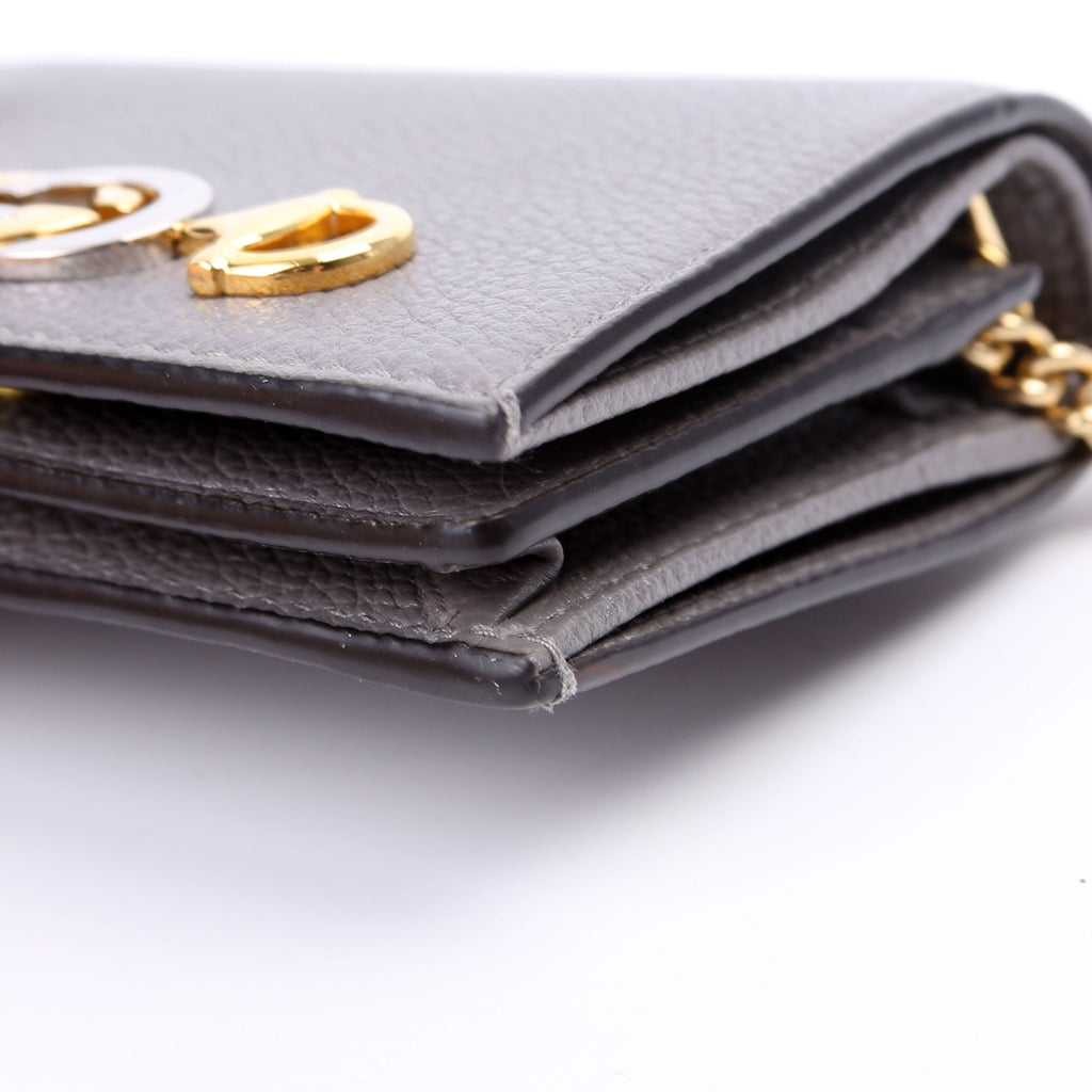 570660 Zumi Leather Card Case With Chain Grey