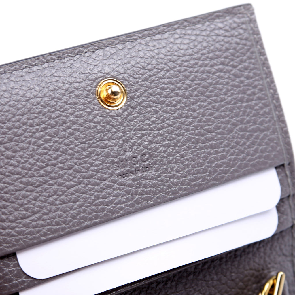 570660 Zumi Leather Card Case With Chain Grey