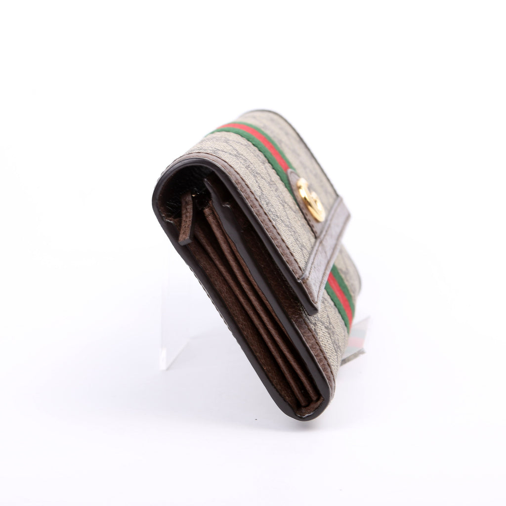 523153 GG Supreme Ophidia Flap Wallet Brown