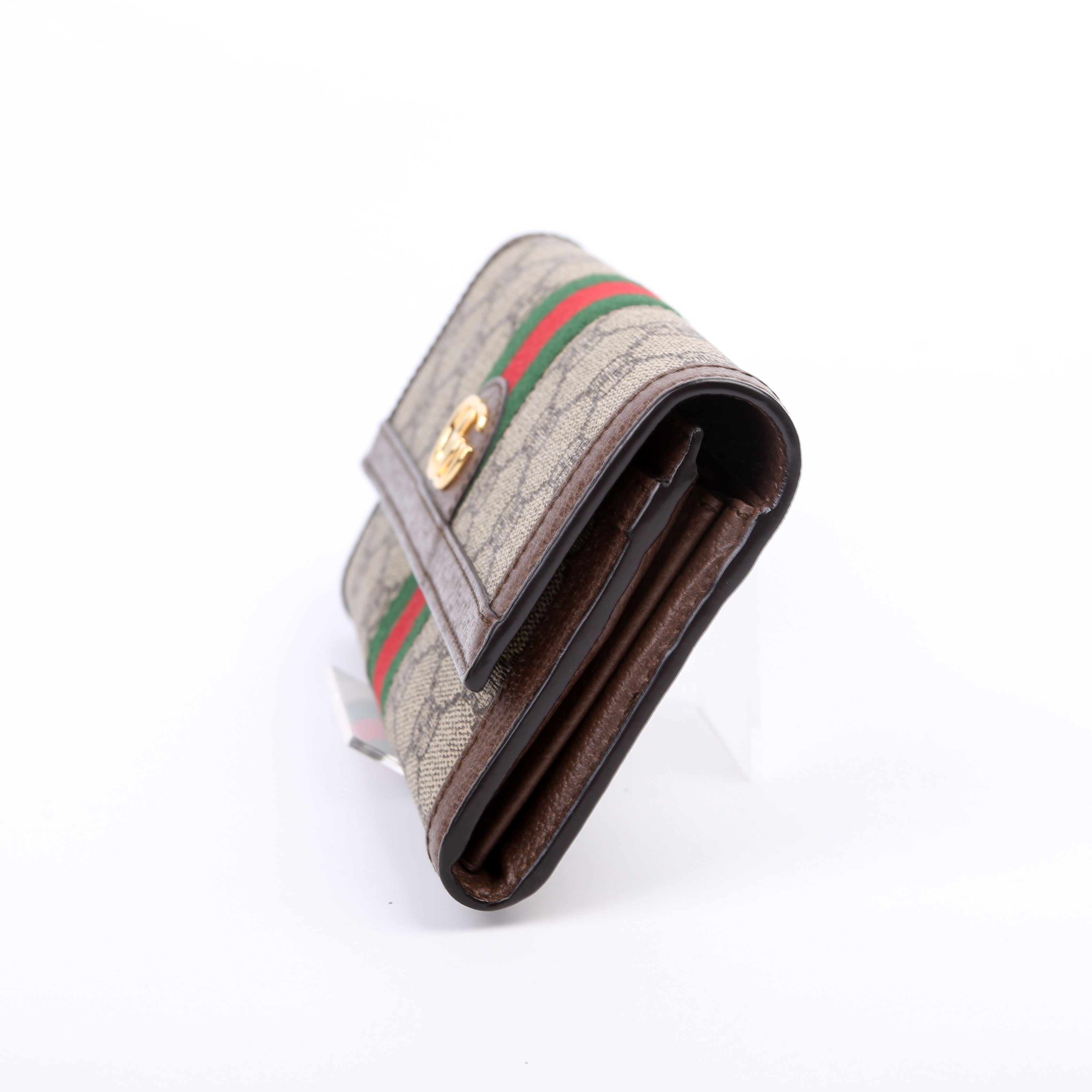 523153 GG Supreme Ophidia Flap Wallet Brown